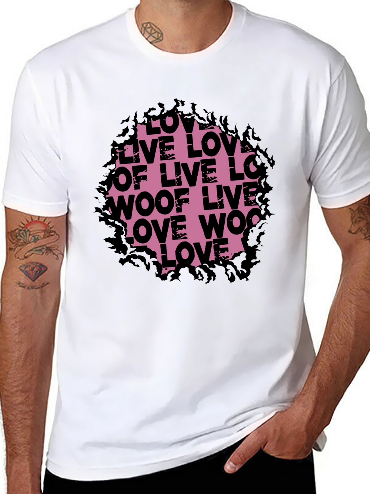 Love Live Woof Graphic Tee - Black