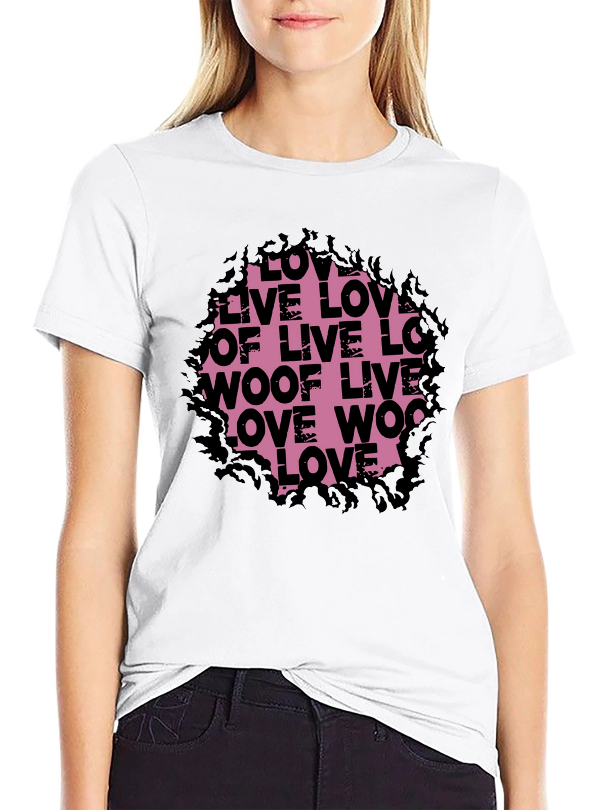 Love Live Woof Graphic Tee - Black