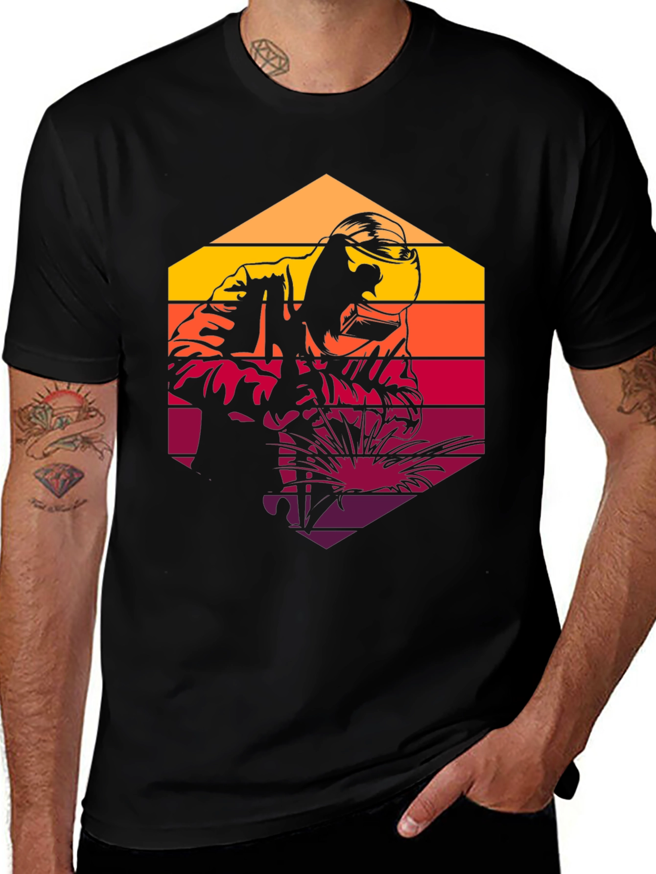 Retro Welder Graphic T-Shirt - Black