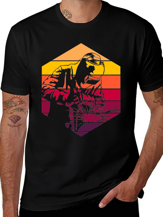 Retro Welder Graphic T-Shirt - Black