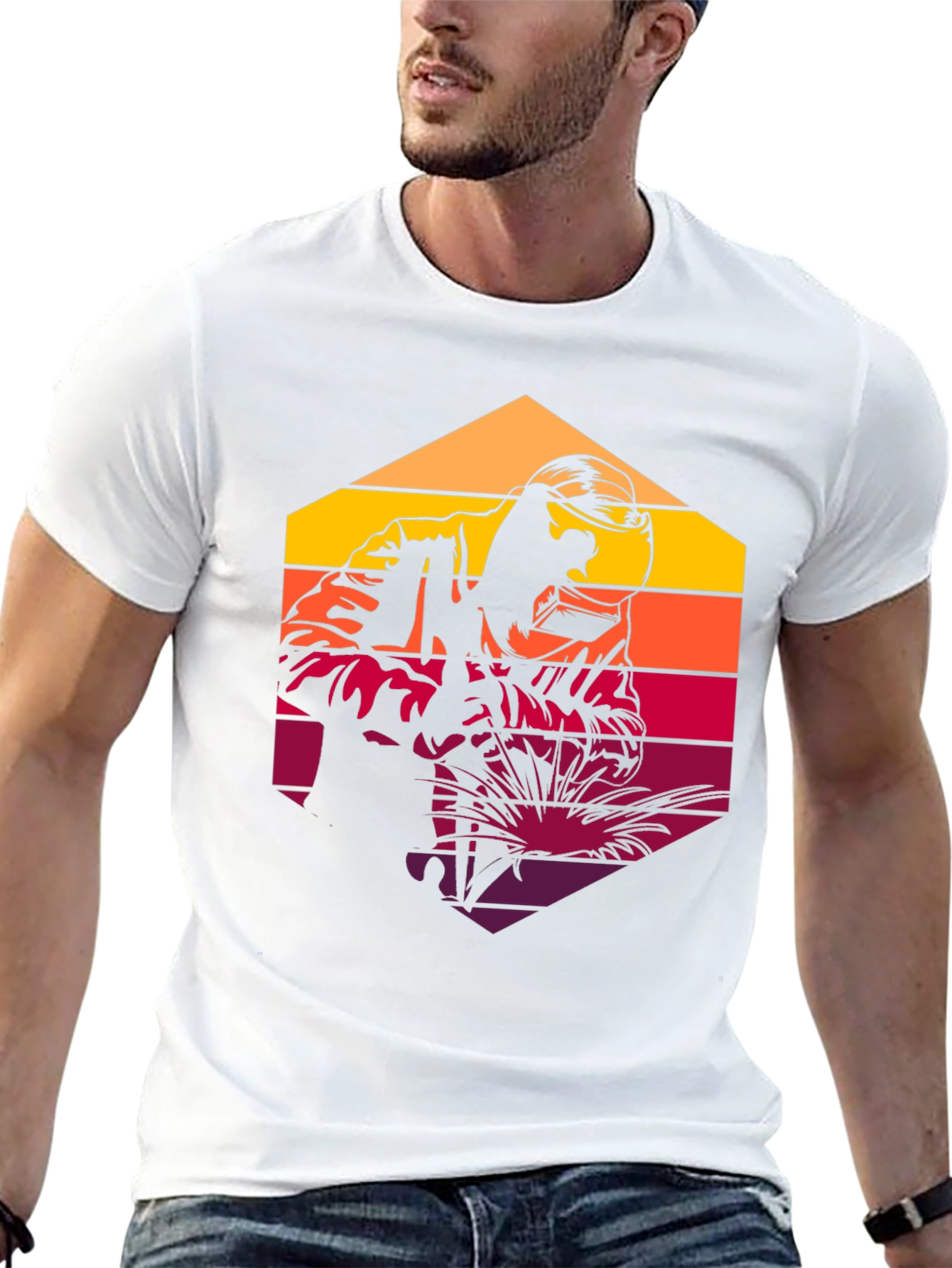 Retro Welder Graphic T-Shirt - Black