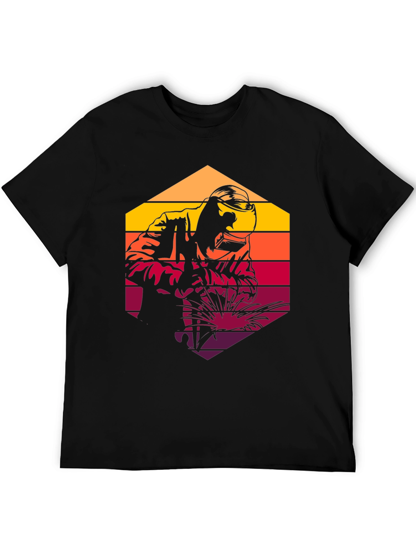 Retro Welder Graphic T-Shirt - Black