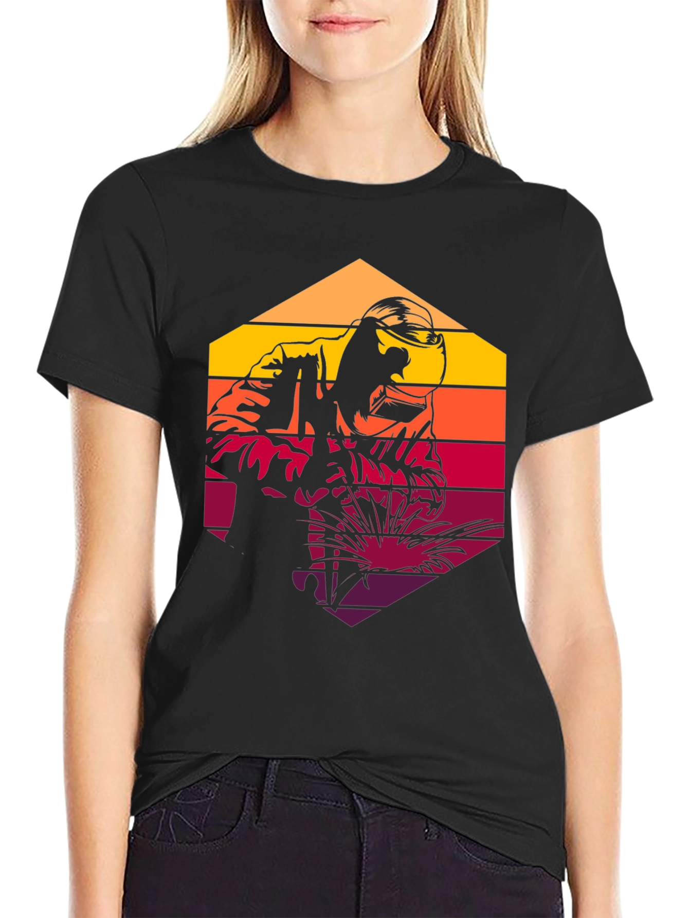 Retro Welder Graphic T-Shirt - Black