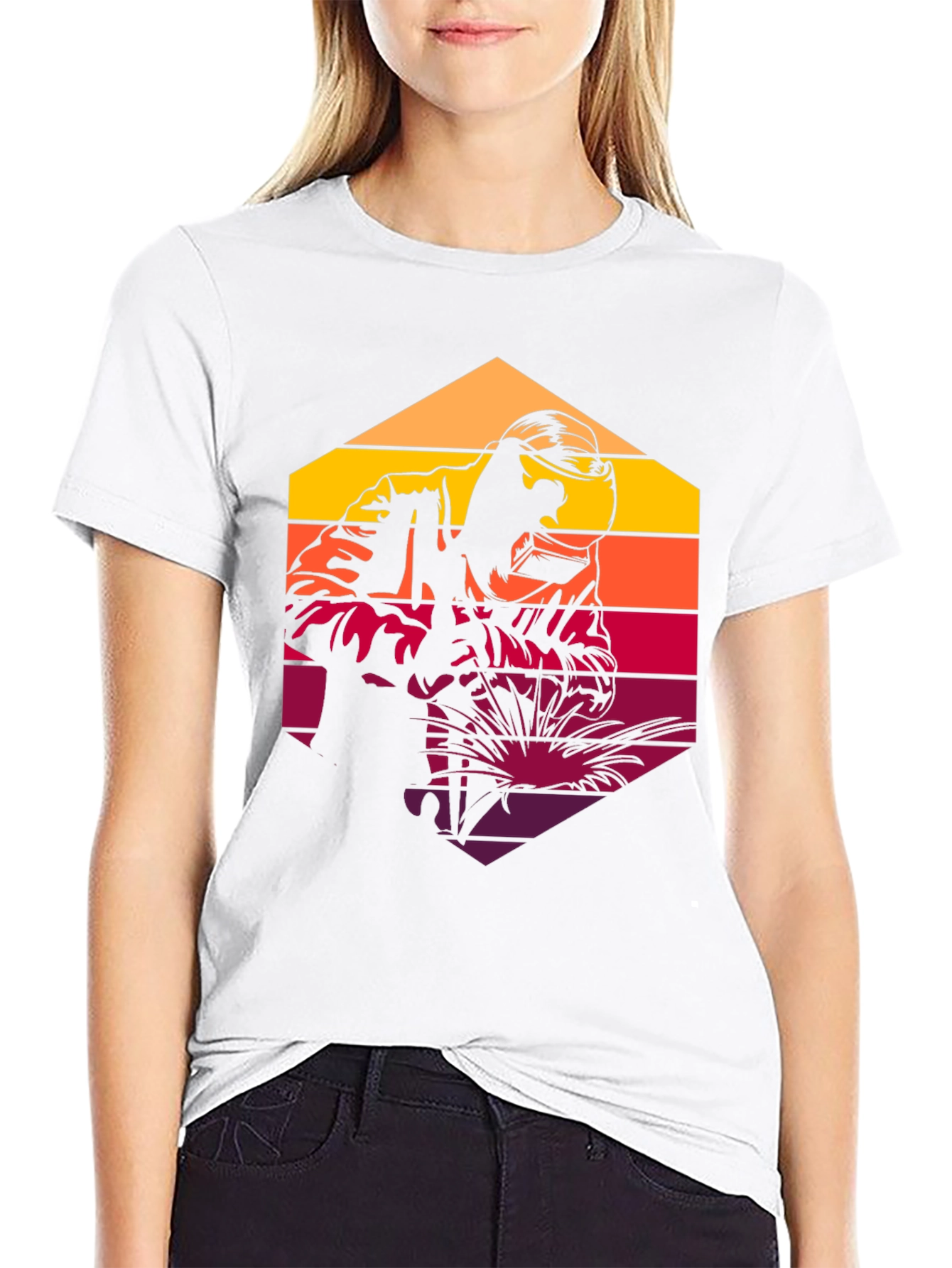 Retro Welder Graphic T-Shirt - Black