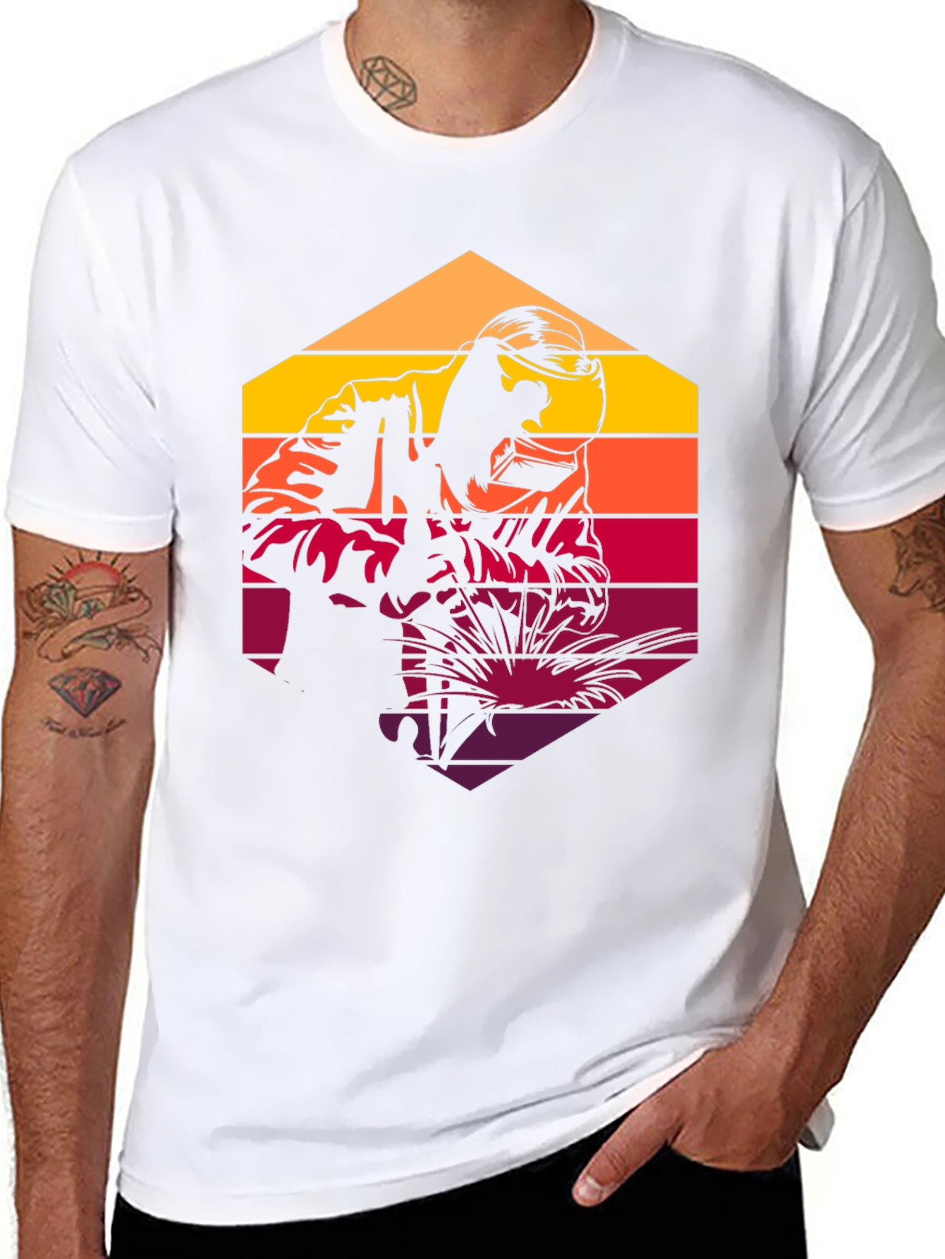 Retro Welder Graphic T-Shirt - Black
