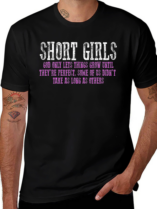 Short Girls Perfect Humor Tee - Black Cotton Blend