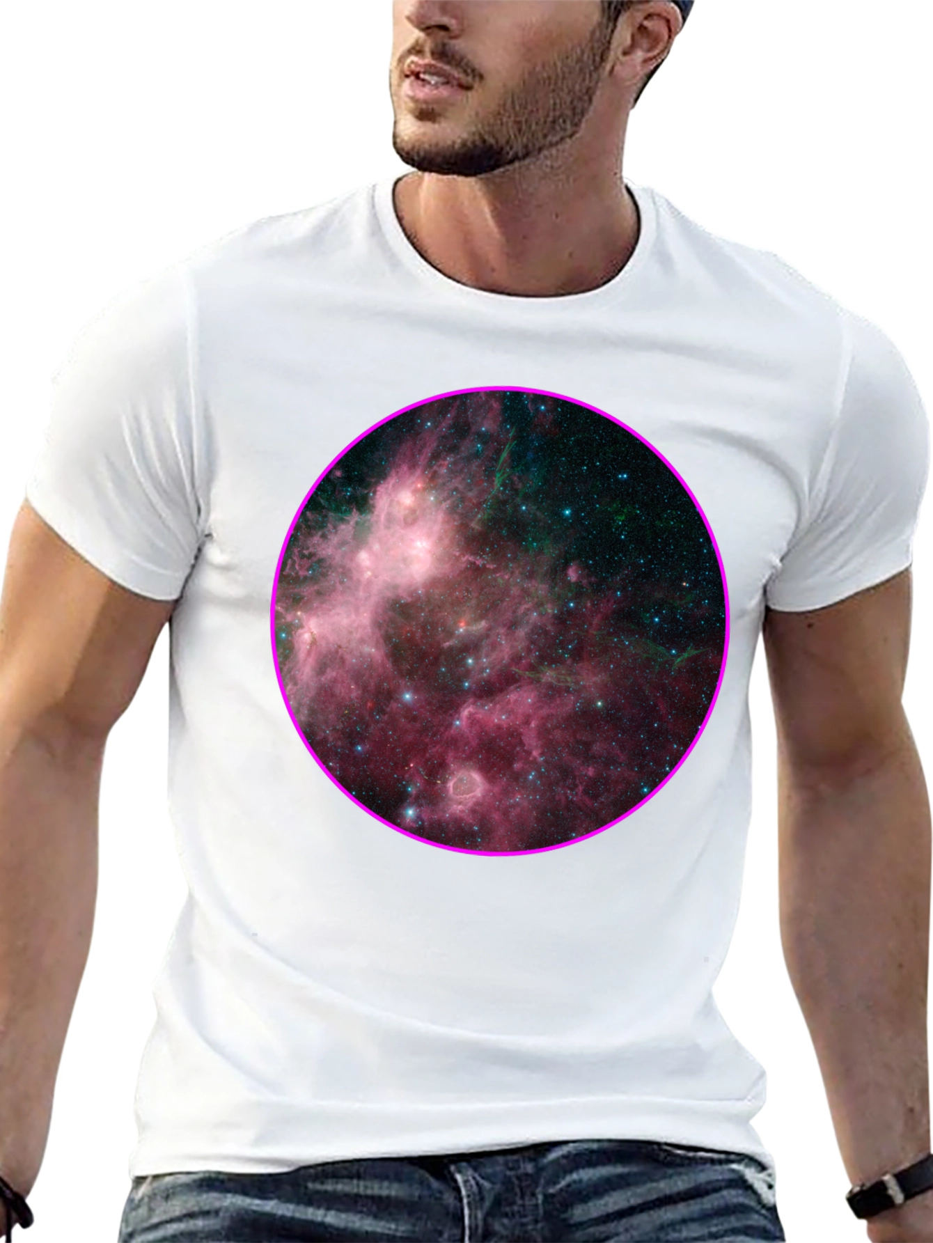 Nebula Galaxy Print Black T-Shirt