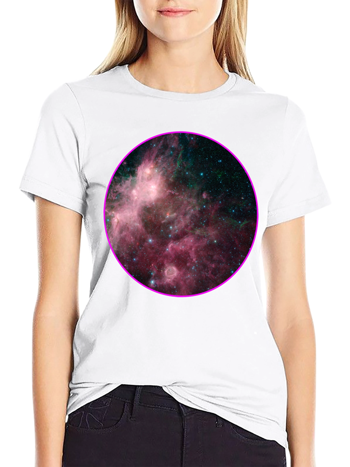 Nebula Galaxy Print Black T-Shirt