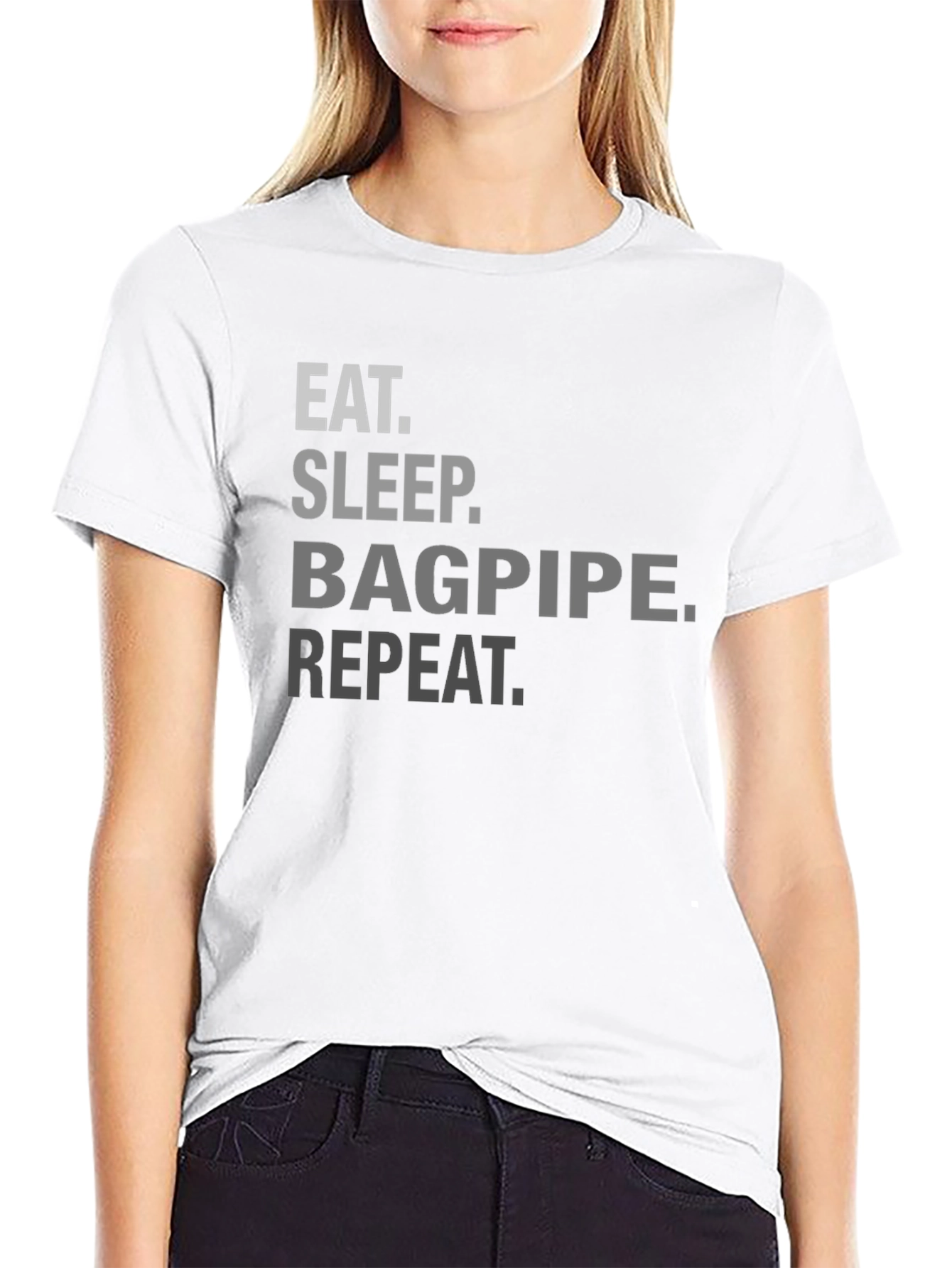 Eat Sleep Bagpipe Repeat Black T-Shirt