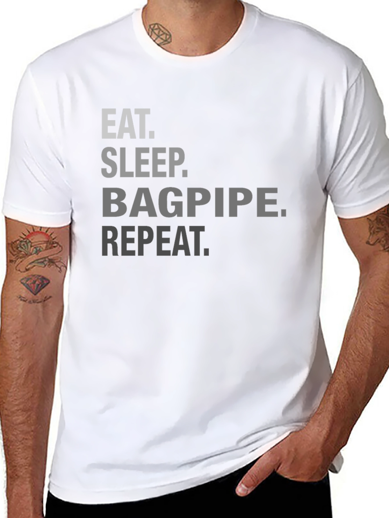 Eat Sleep Bagpipe Repeat Black T-Shirt