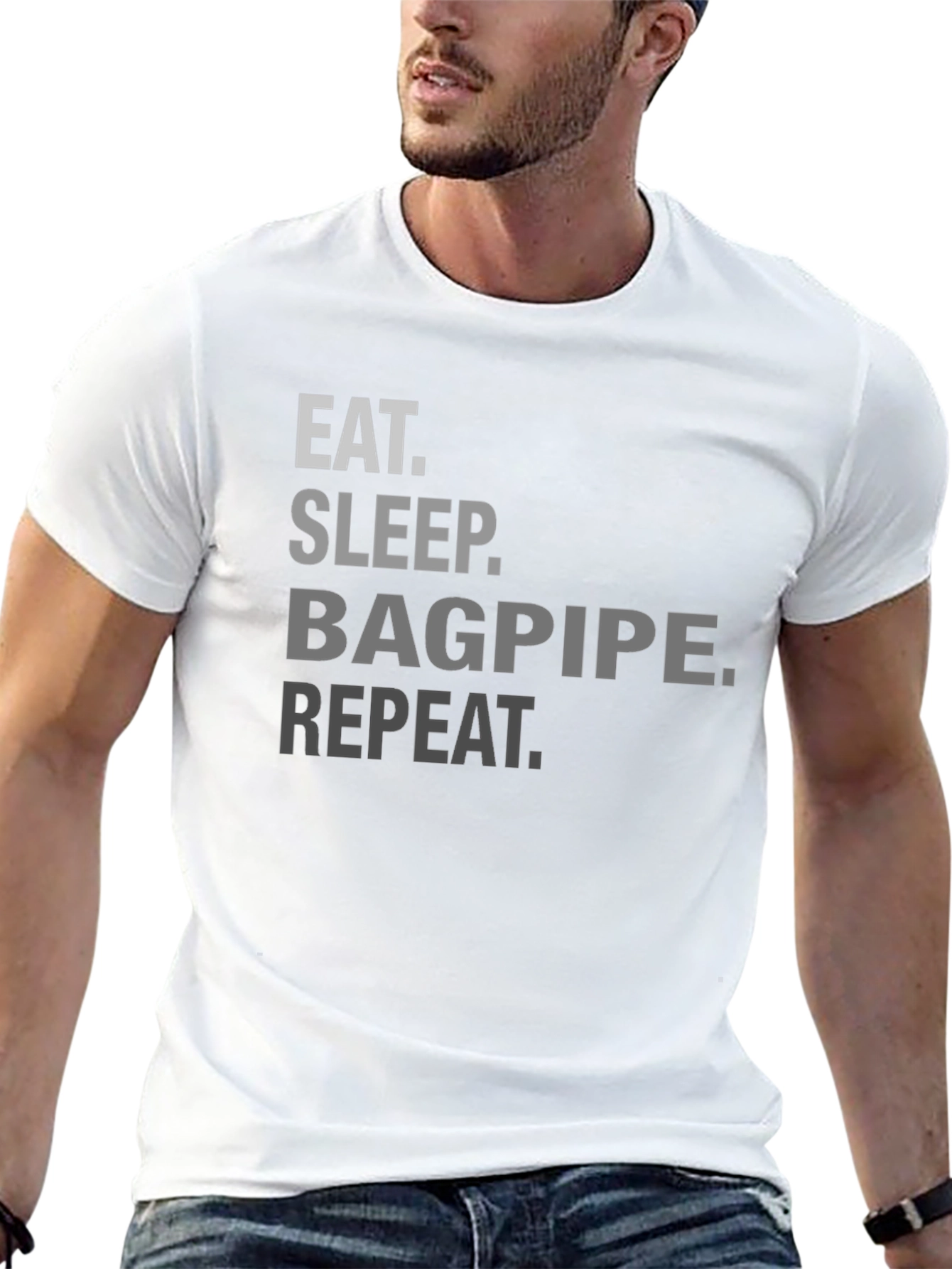 Eat Sleep Bagpipe Repeat Black T-Shirt