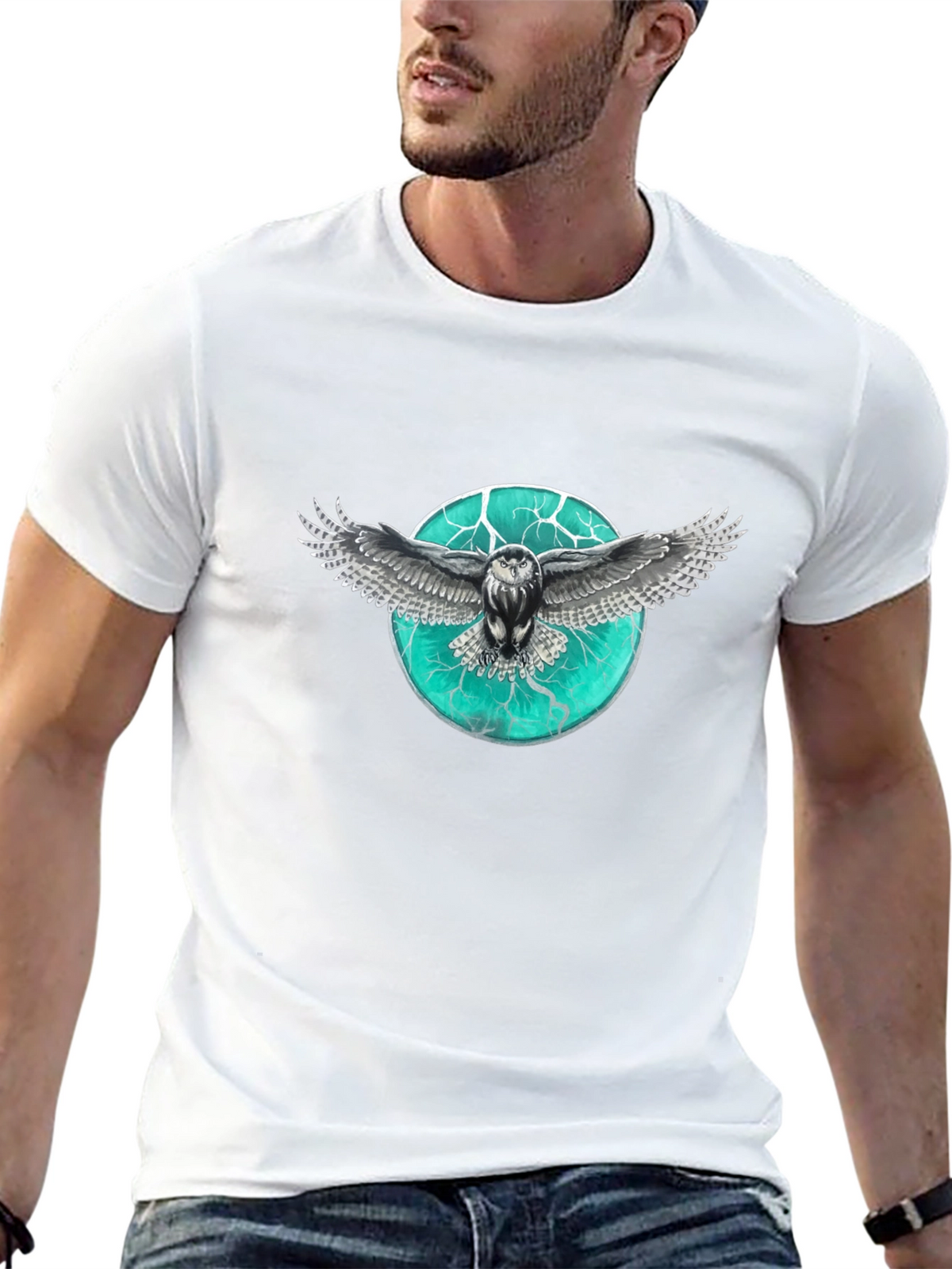 Owl Graphic Print Mens T-Shirt