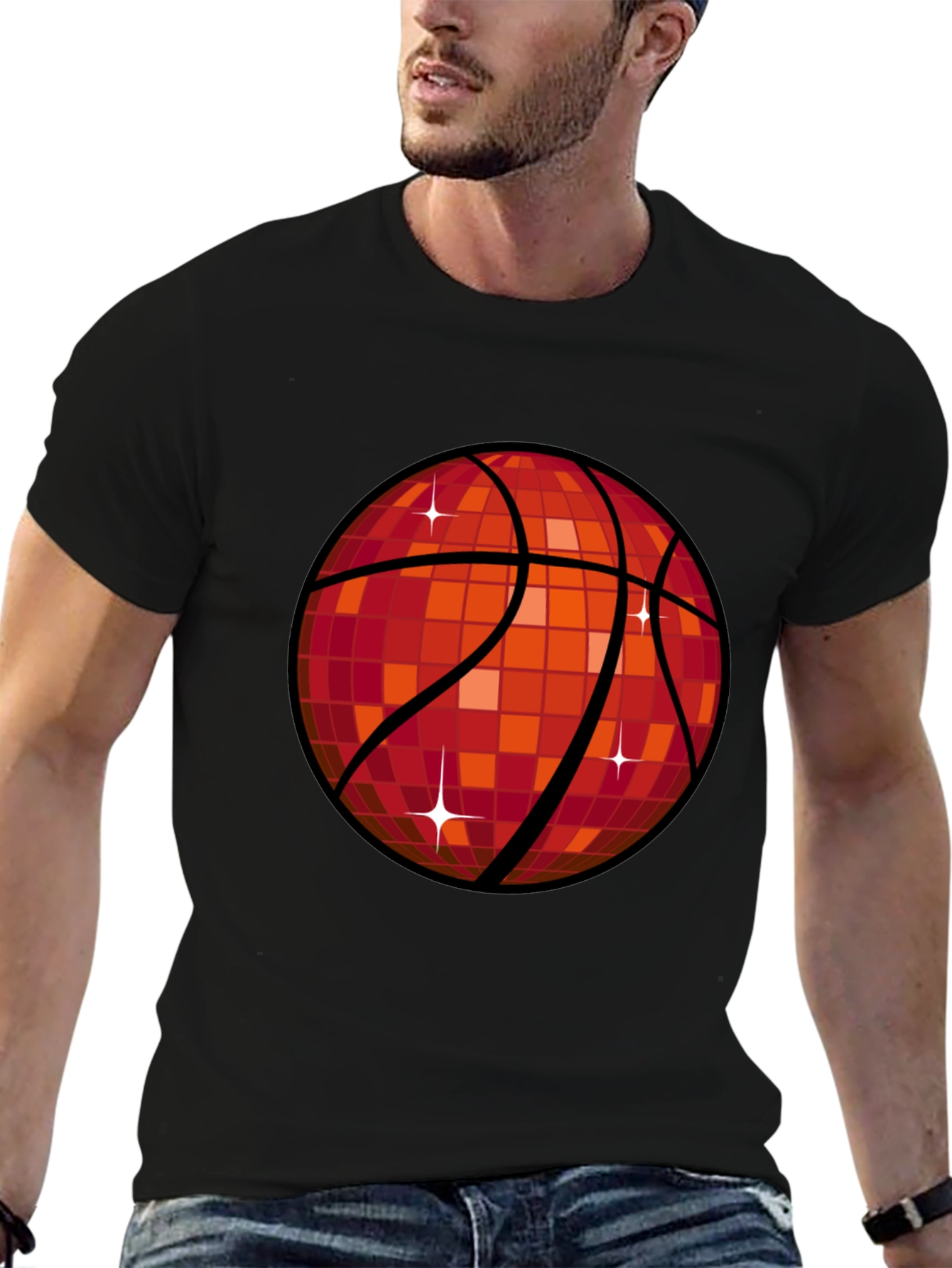 Disco Basketball Graphic T-Shirt - Mens Black Tee