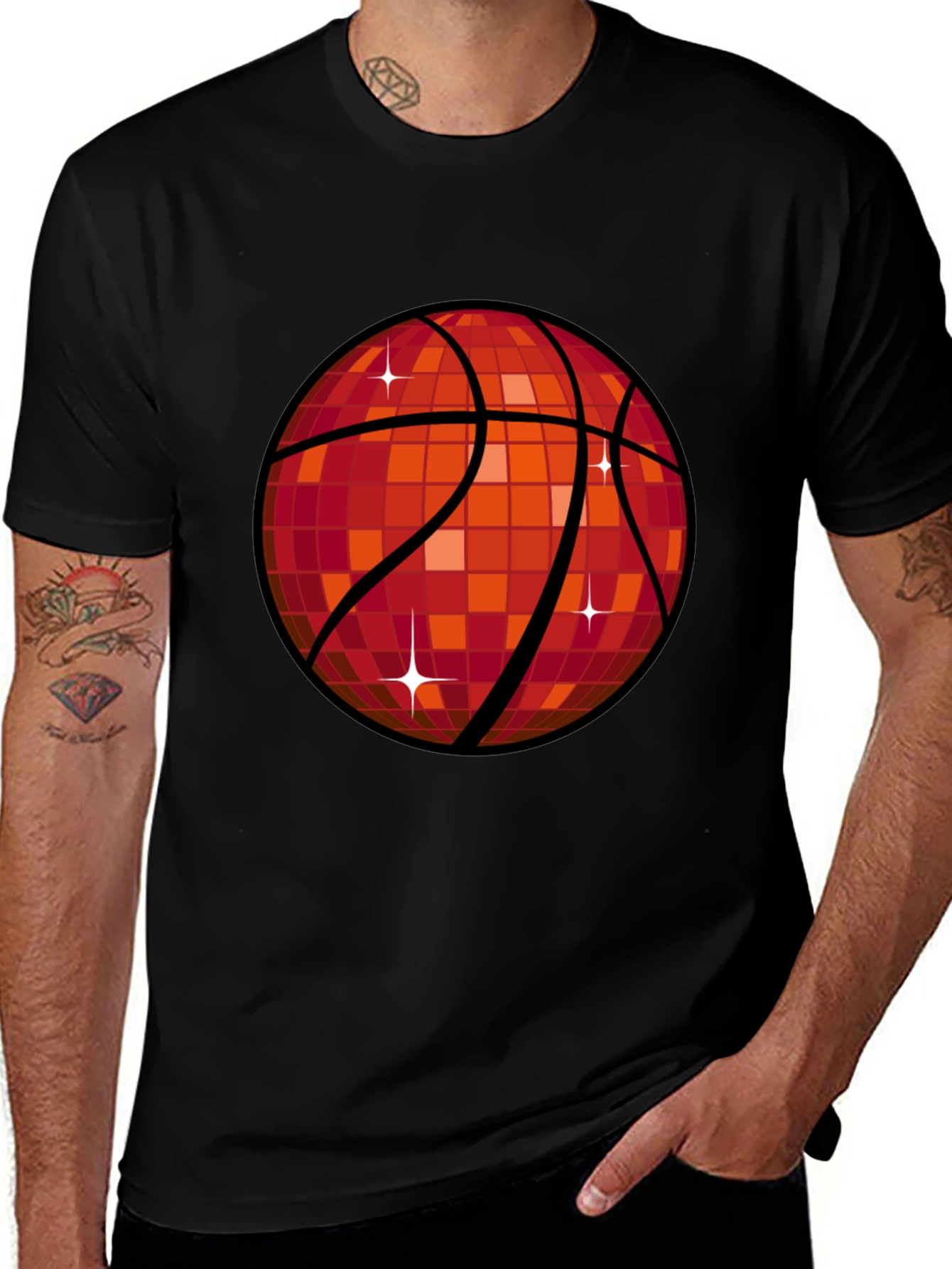 Disco Basketball Graphic T-Shirt - Mens Black Tee