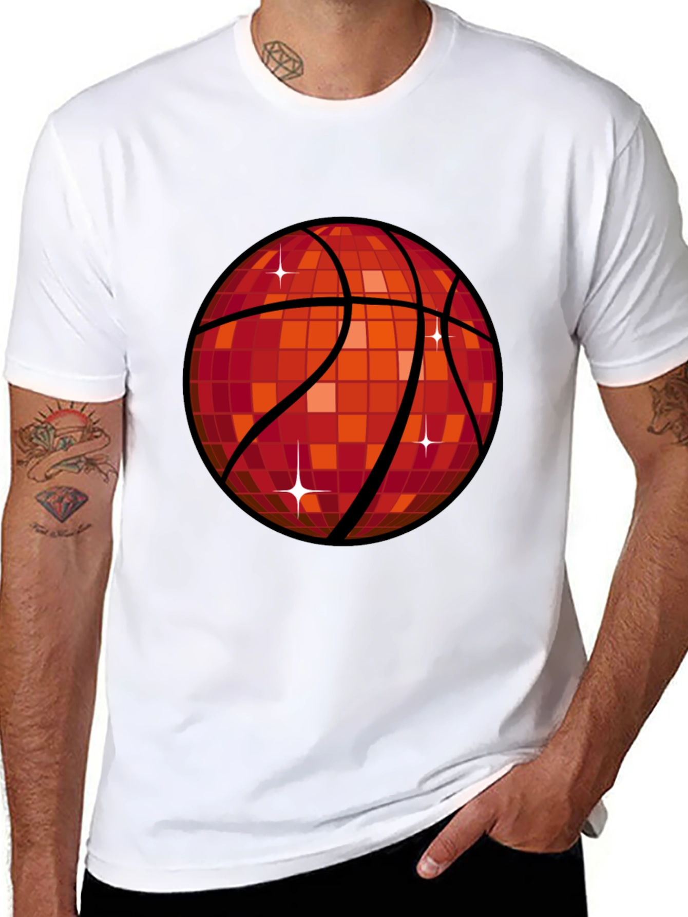 Disco Basketball Graphic T-Shirt - Mens Black Tee