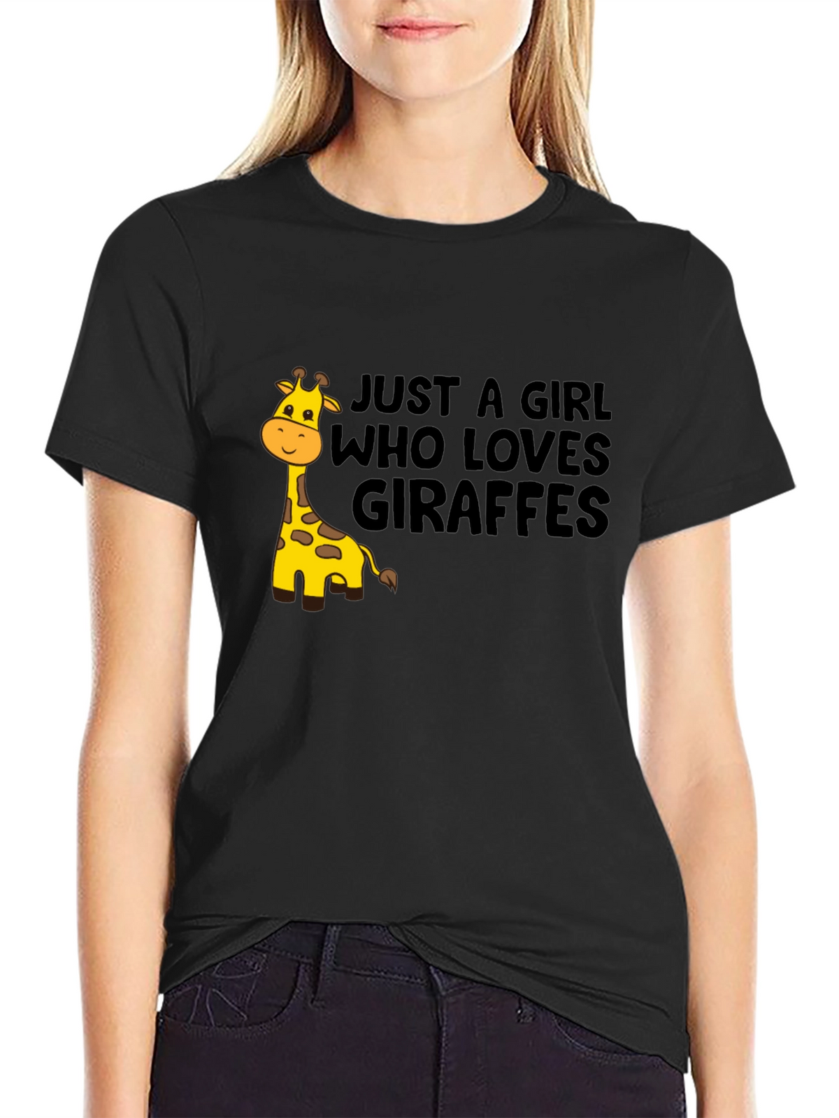 Giraffe Lover T-Shirt - Black Cotton Tee