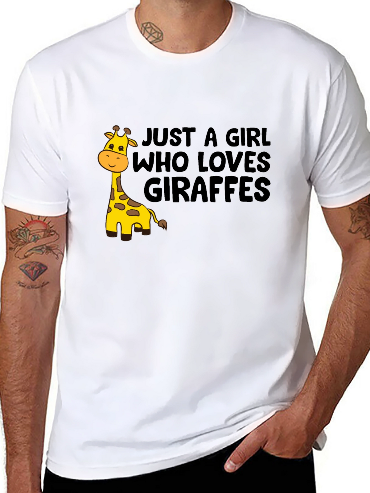 Giraffe Lover T-Shirt - Black Cotton Tee