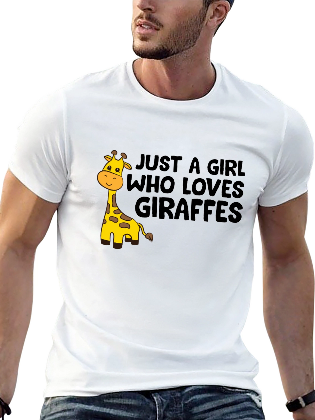 Giraffe Lover T-Shirt - Black Cotton Tee