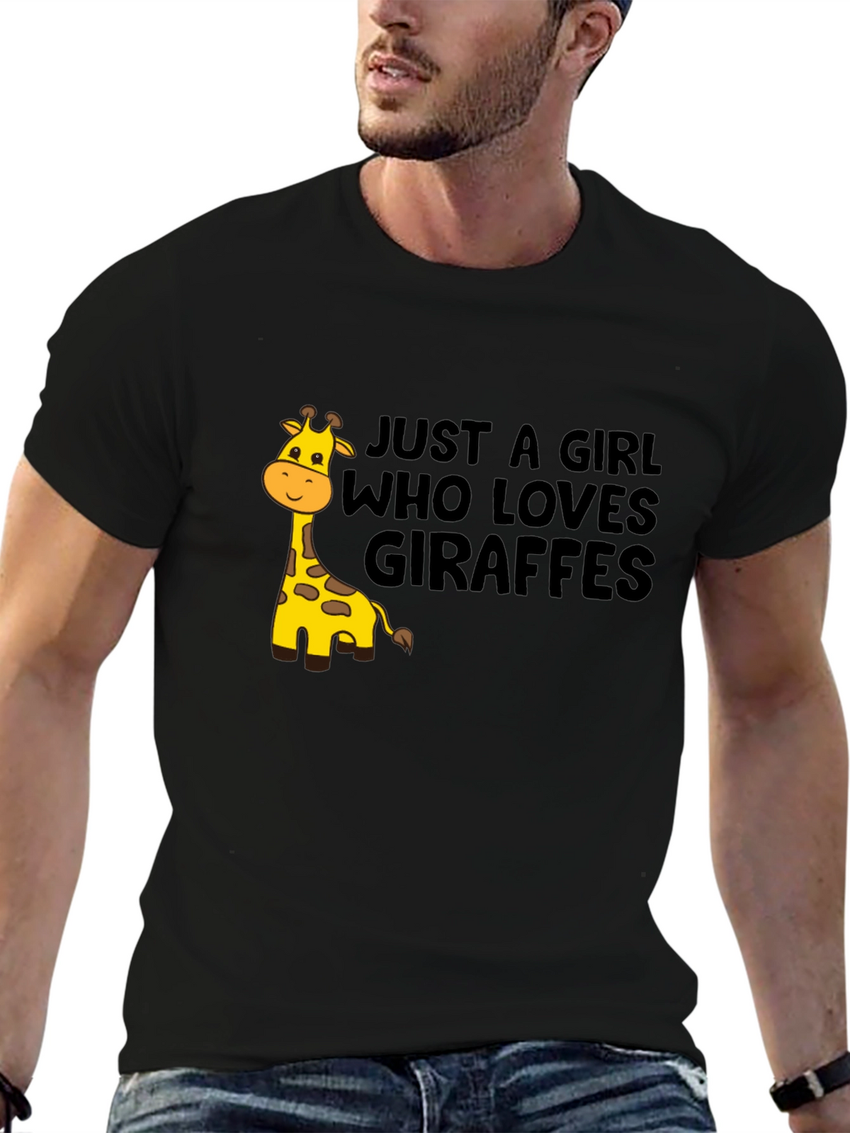Giraffe Lover T-Shirt - Black Cotton Tee