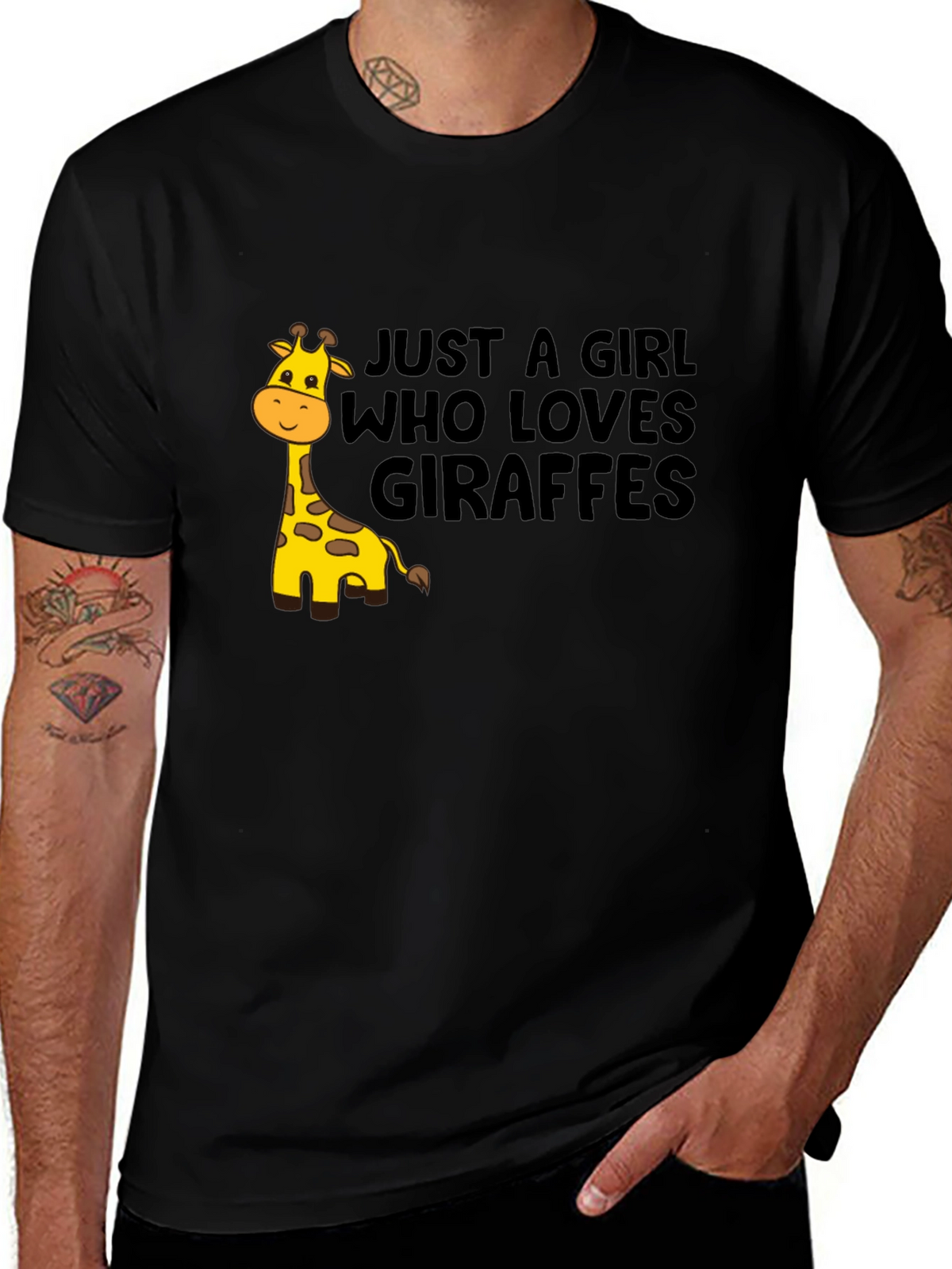 Giraffe Lover T-Shirt - Black Cotton Tee
