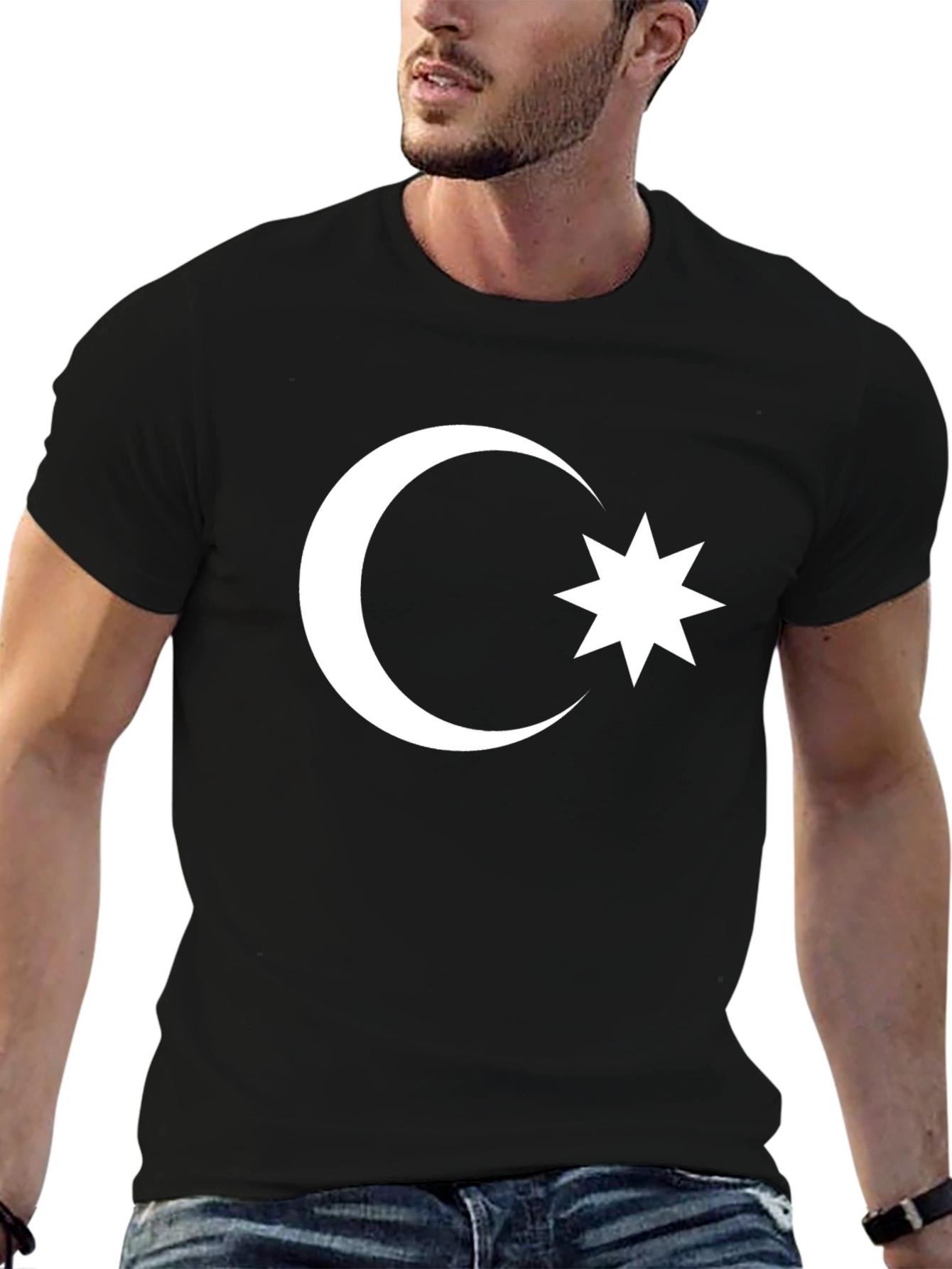 Azerbaijan Flag T-Shirt - Crescent Moon & Star
