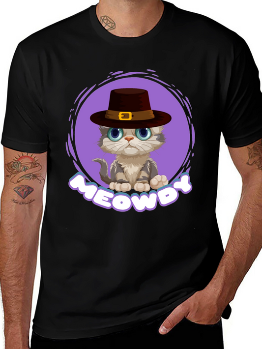 Meowdy Cat T-Shirt - Cute Thanksgiving Kitten Tee