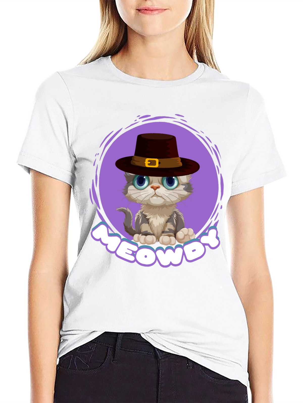 Meowdy Cat T-Shirt - Cute Thanksgiving Kitten Tee