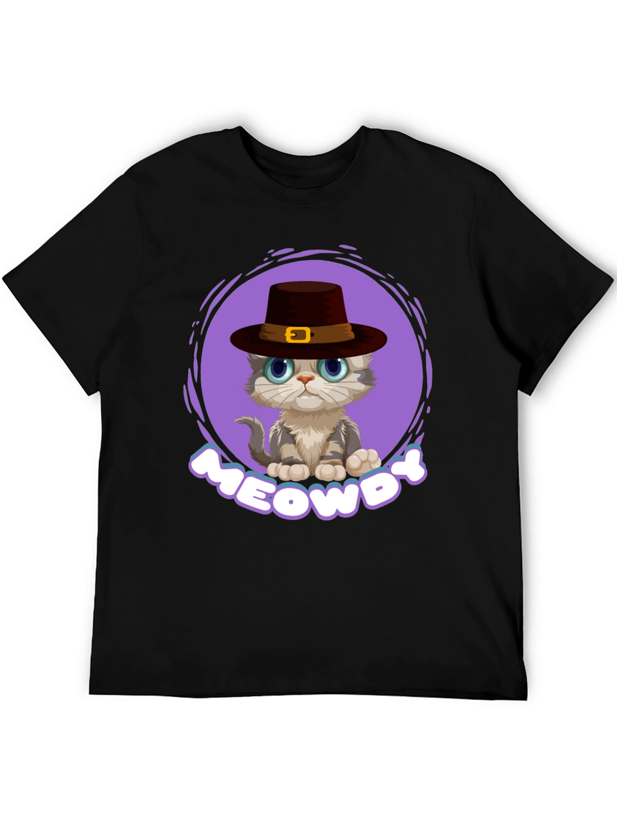 Meowdy Cat T-Shirt - Cute Thanksgiving Kitten Tee