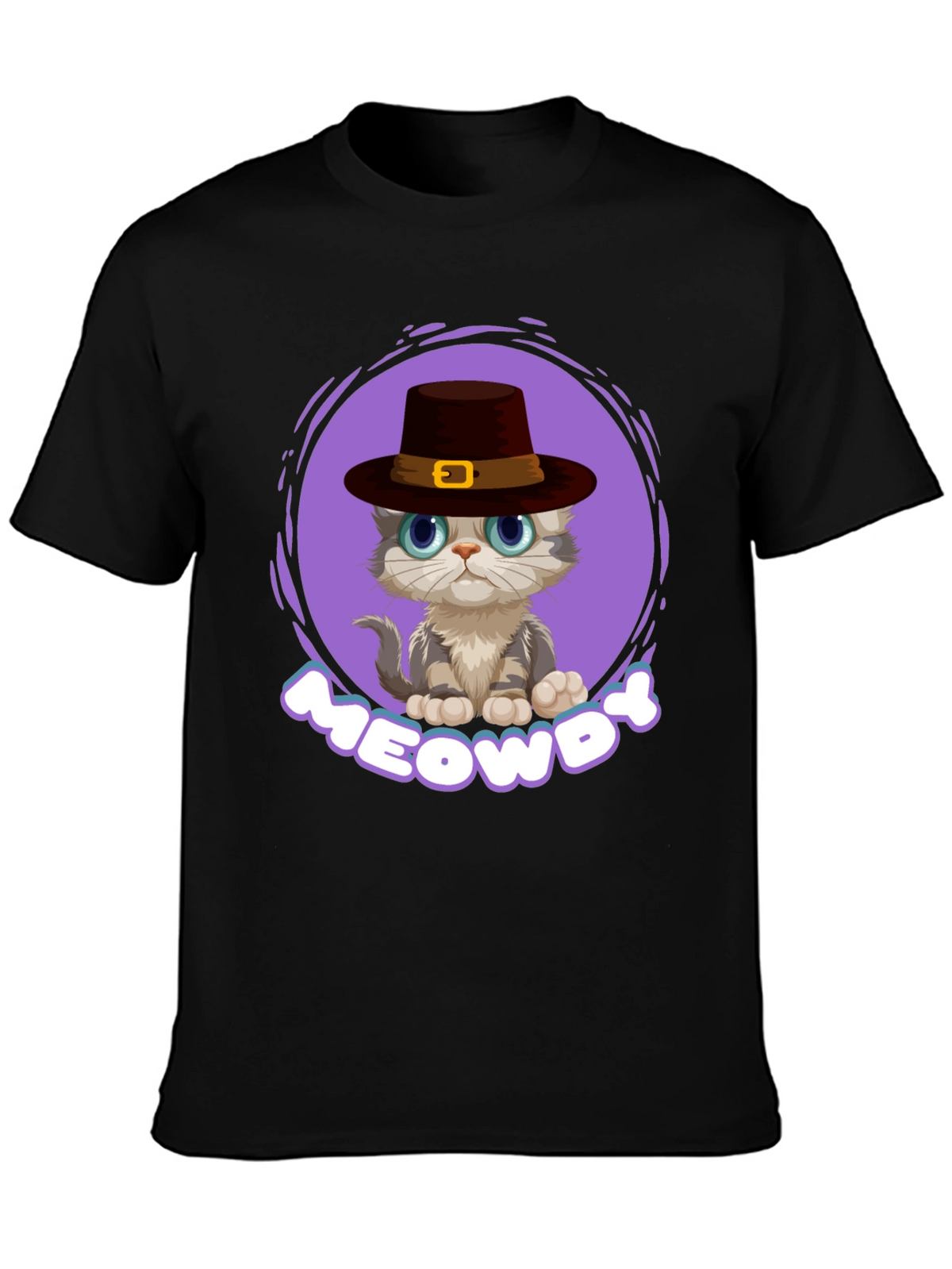 Meowdy Cat T-Shirt - Cute Thanksgiving Kitten Tee