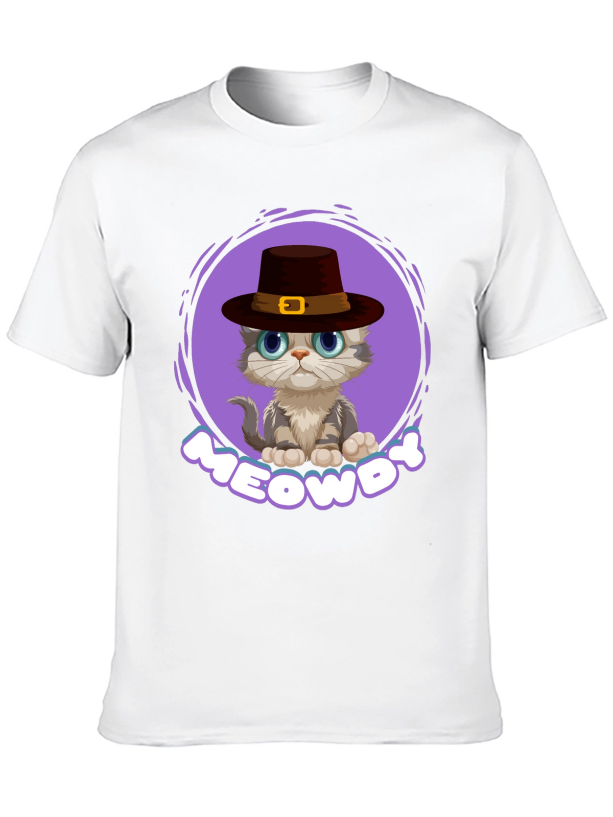Meowdy Cat T-Shirt - Cute Thanksgiving Kitten Tee