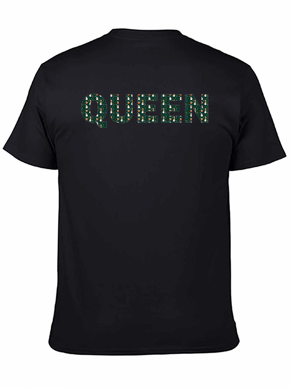 Queen Christmas Pattern Black T-Shirt