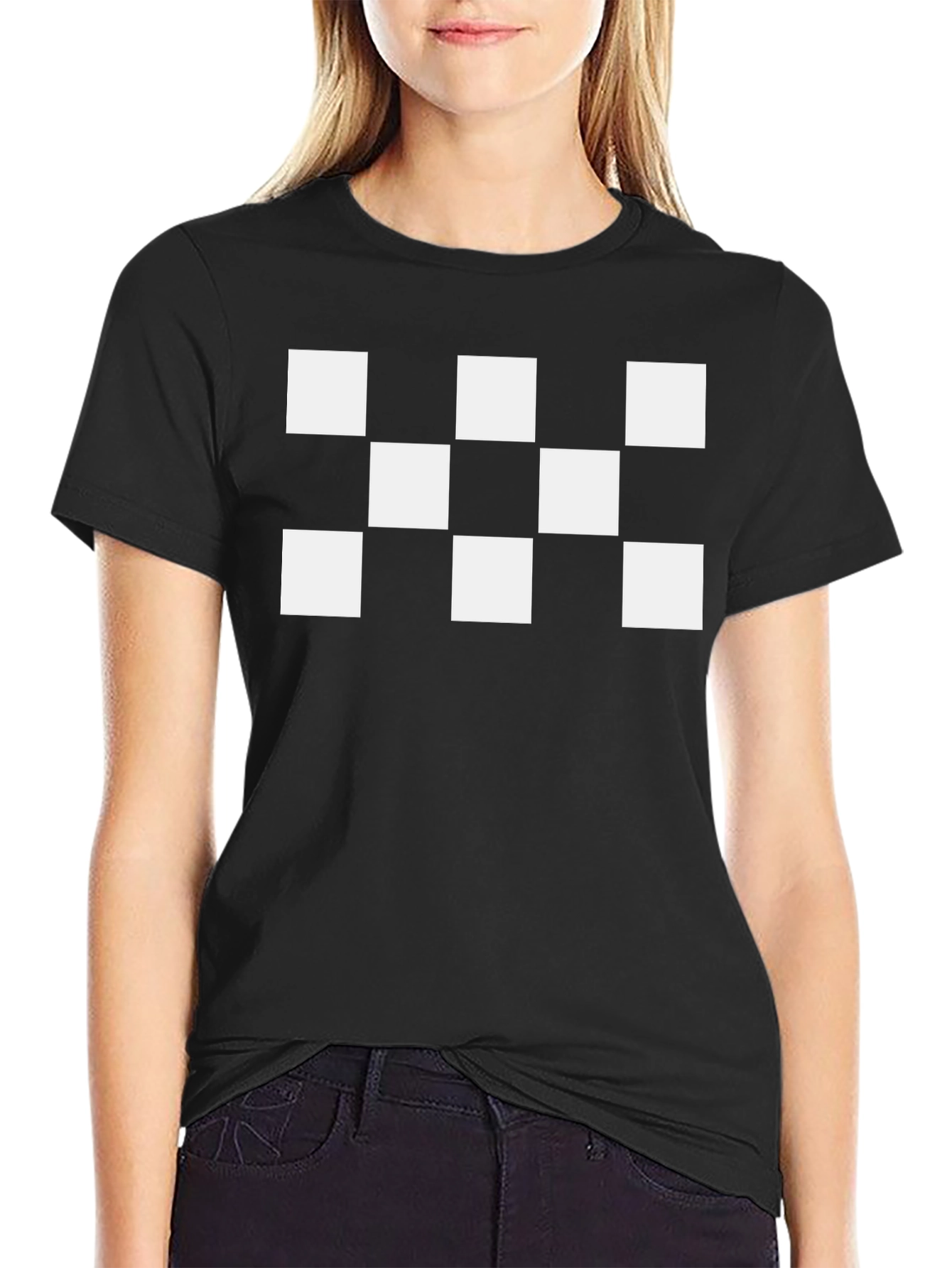 Black T-Shirt with White Squares