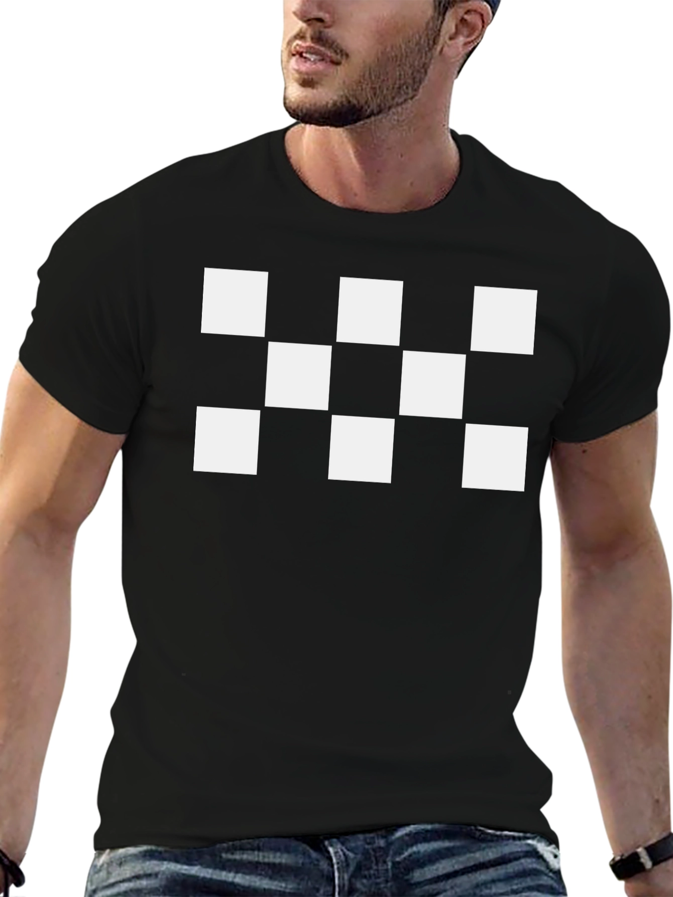 Black T-Shirt with White Squares