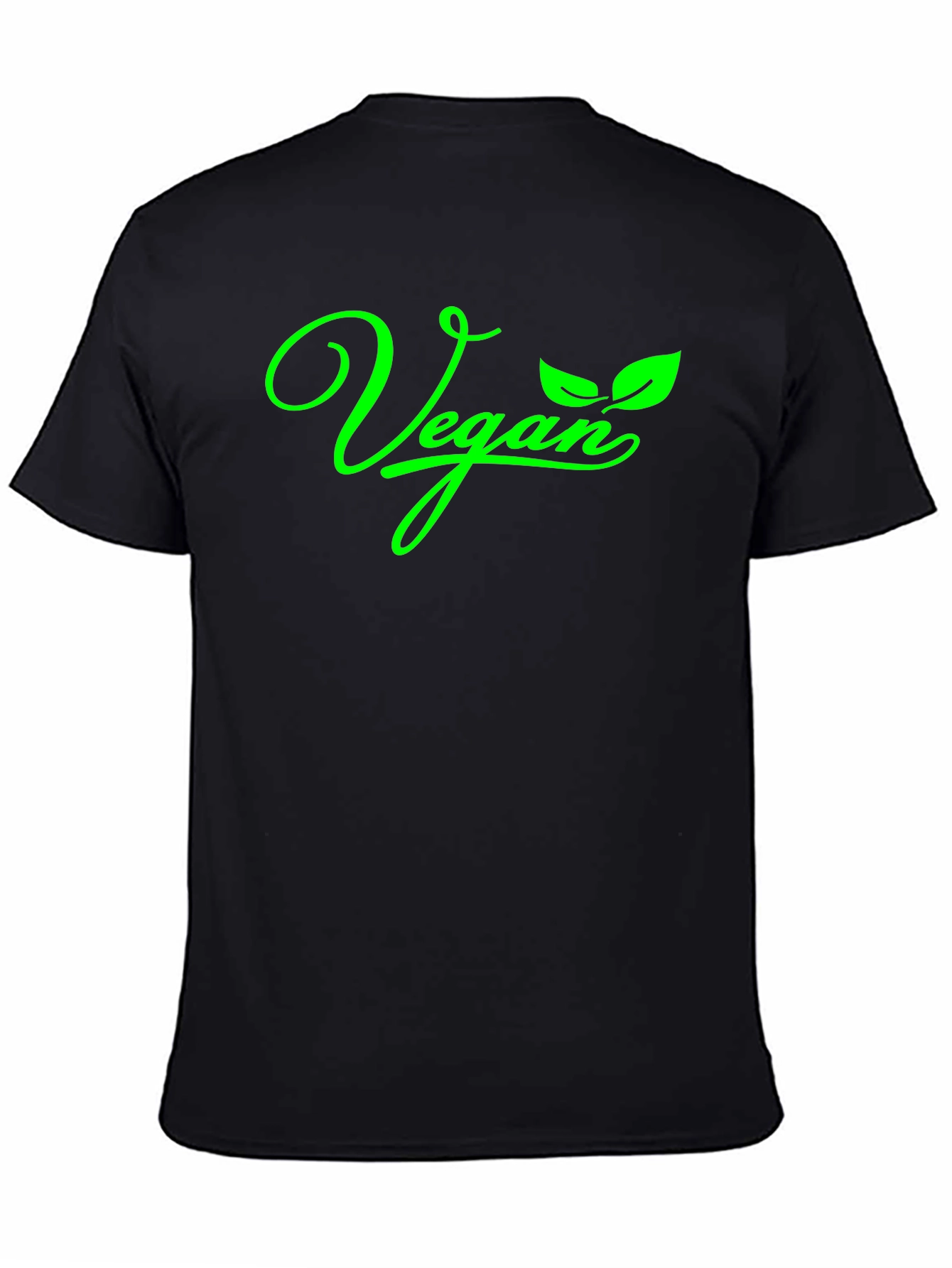Vegan T-Shirt - Green Lettering on Black