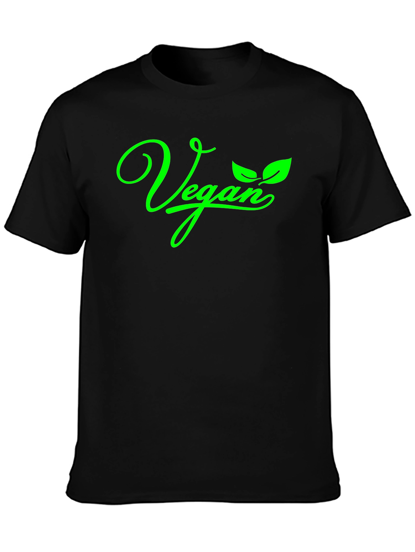 Vegan T-Shirt - Green Lettering on Black