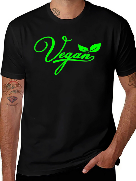 Vegan T-Shirt - Green Lettering on Black