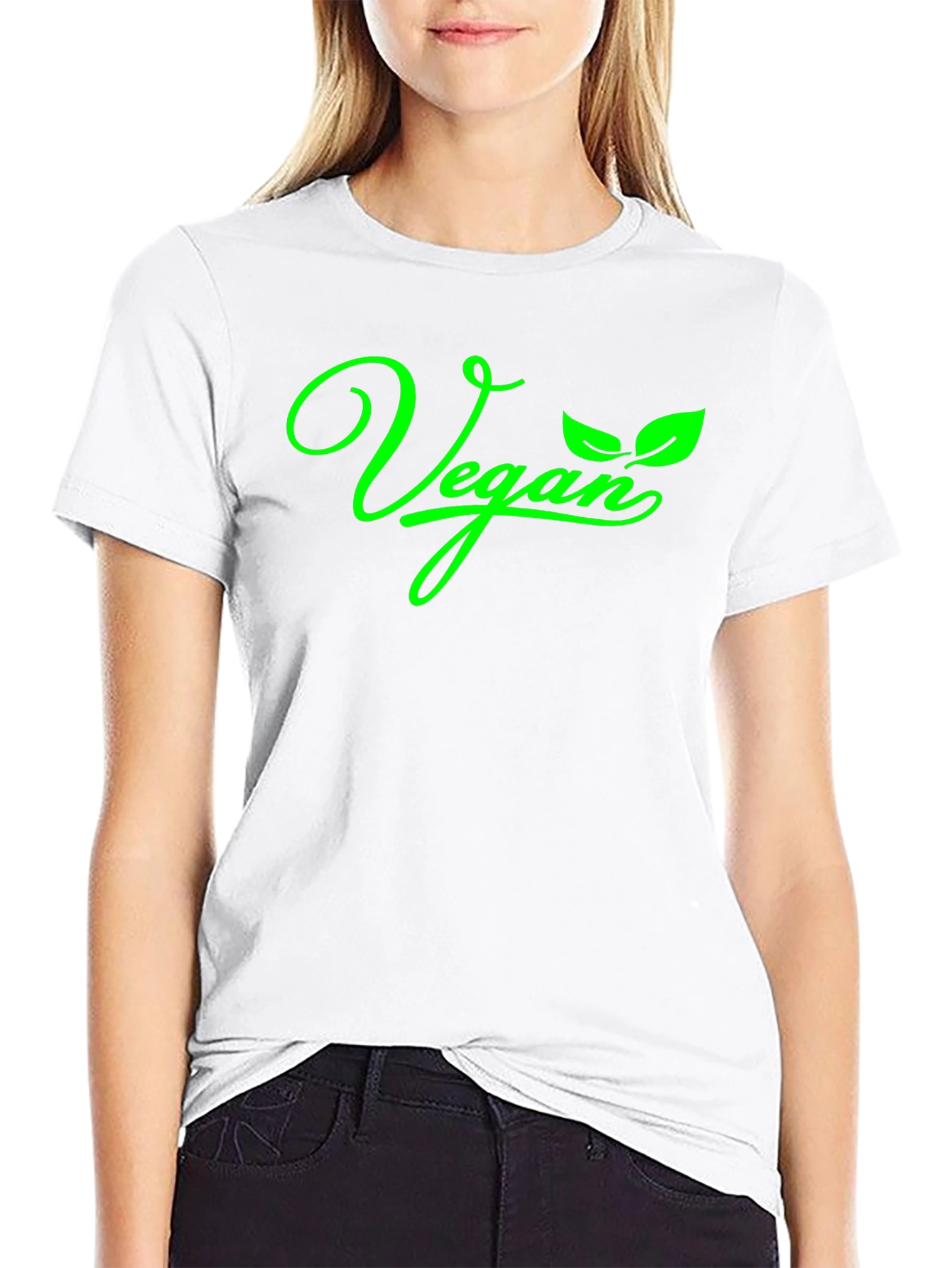 Vegan T-Shirt - Green Lettering on Black