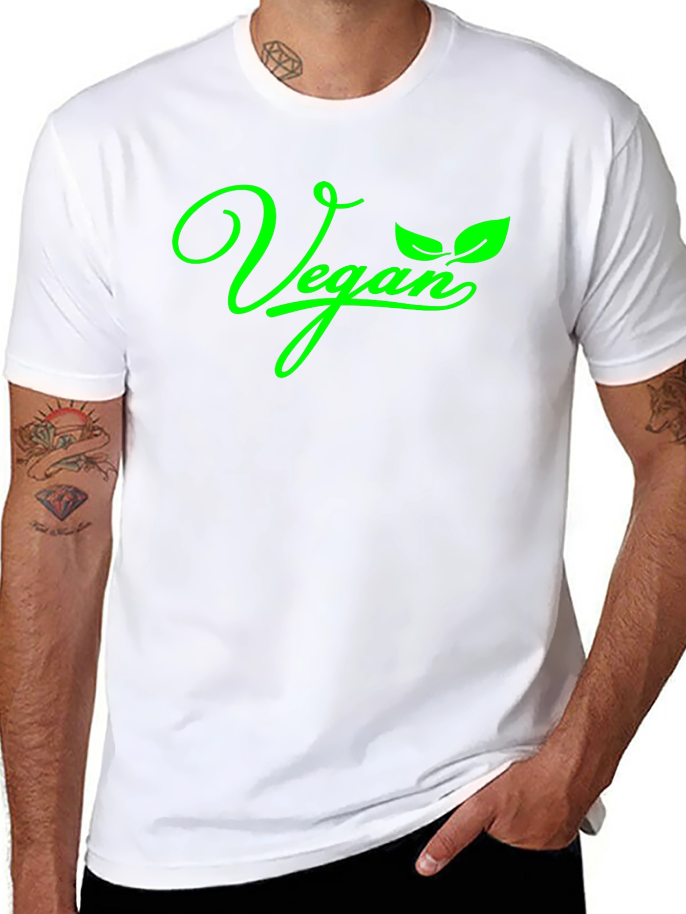 Vegan T-Shirt - Green Lettering on Black