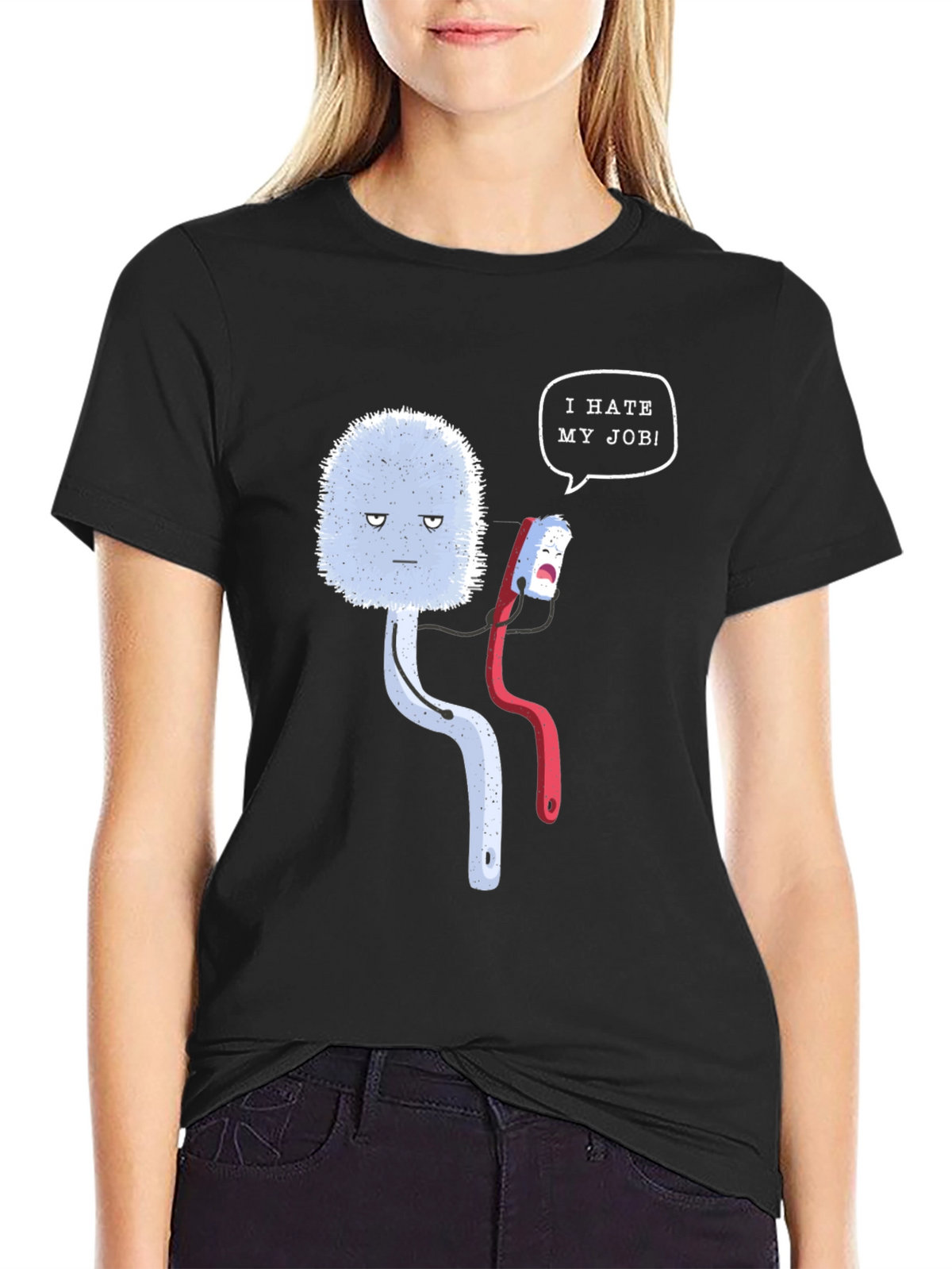 Funny I Hate My Job Toilet Brush Graphic Tee