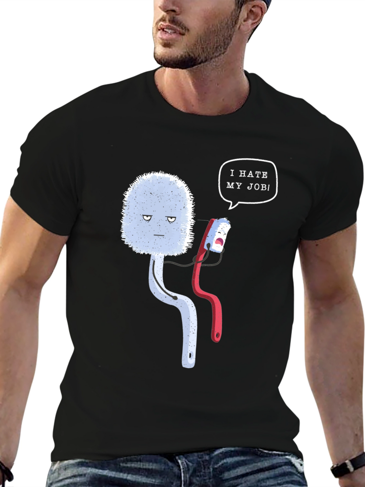 Funny I Hate My Job Toilet Brush Graphic Tee