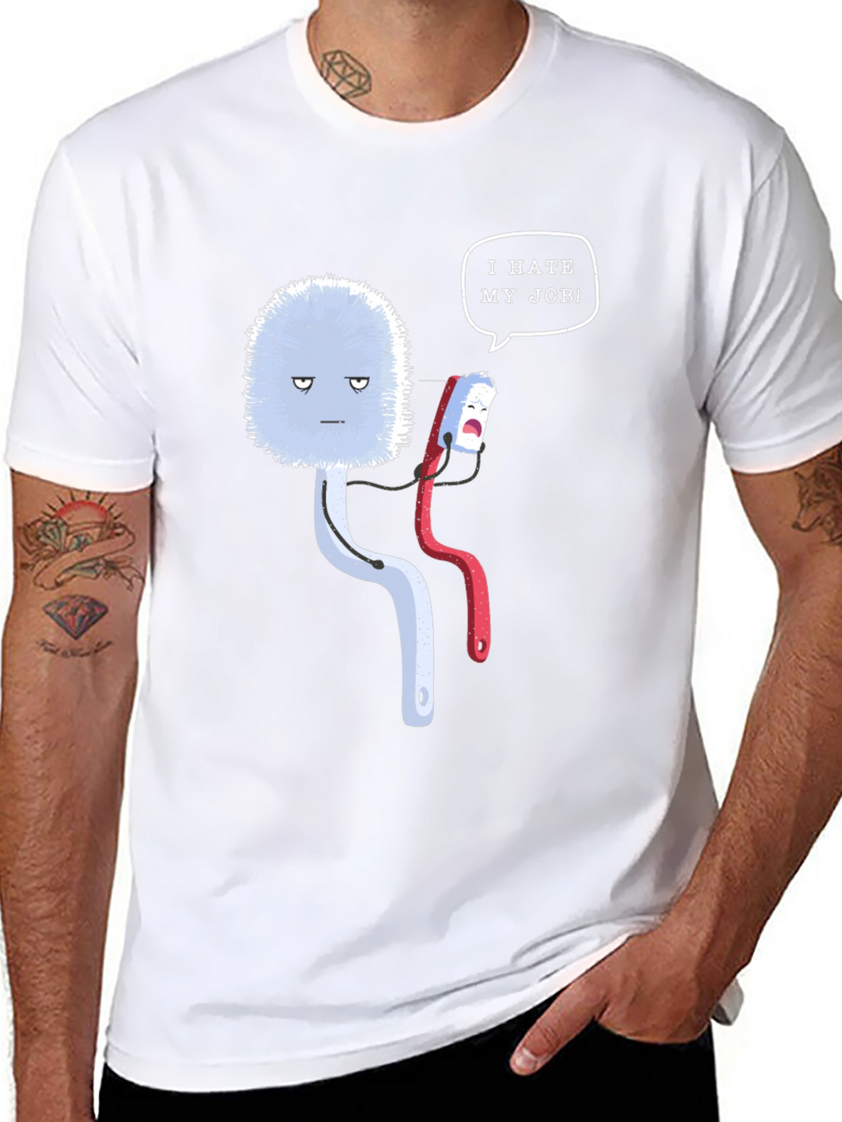 Funny I Hate My Job Toilet Brush Graphic Tee