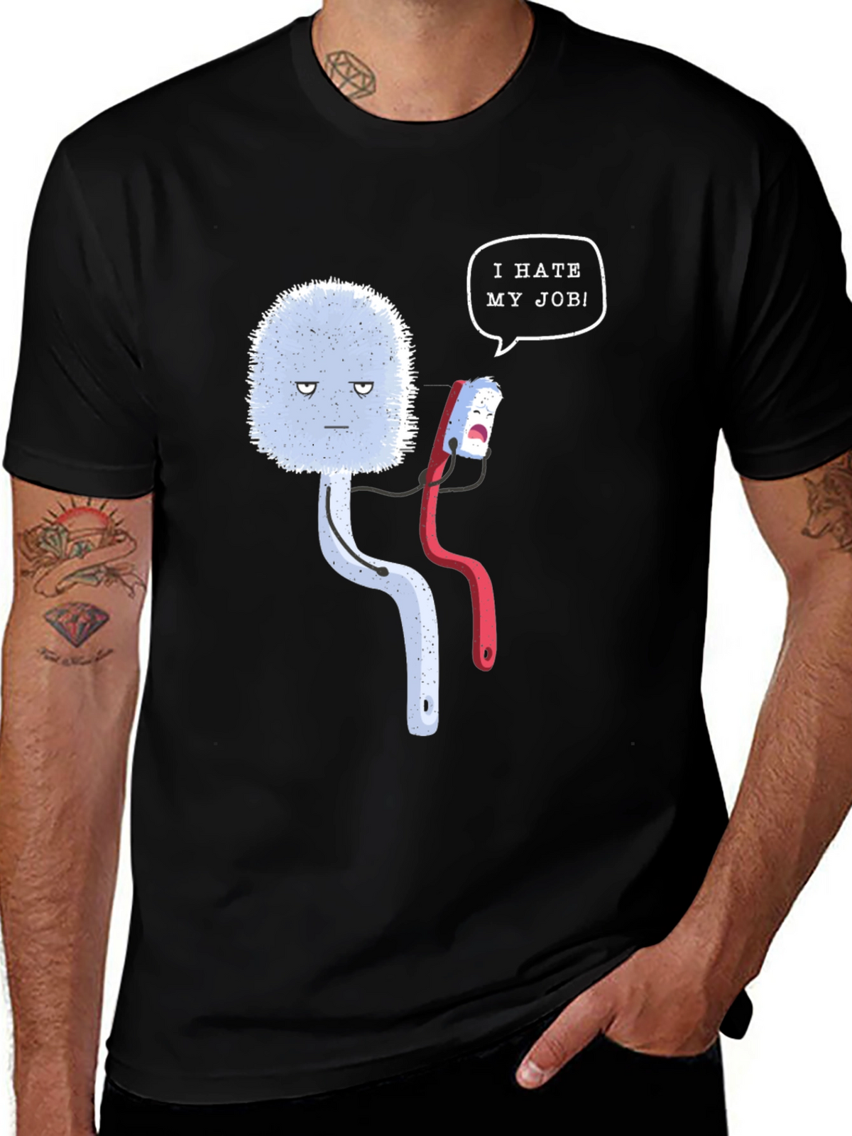 Funny I Hate My Job Toilet Brush Graphic Tee