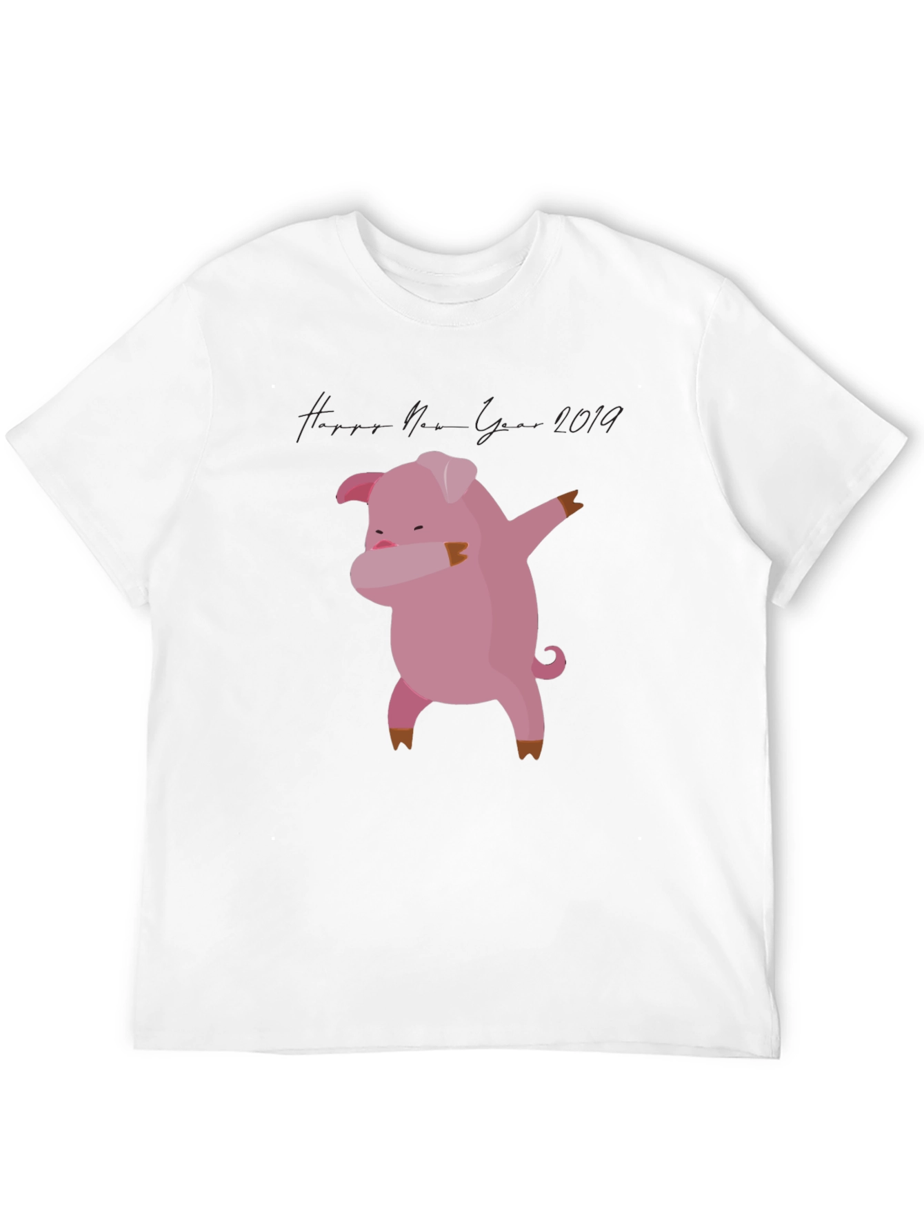 Dabbing Pig New Year 2019 Black T-Shirt