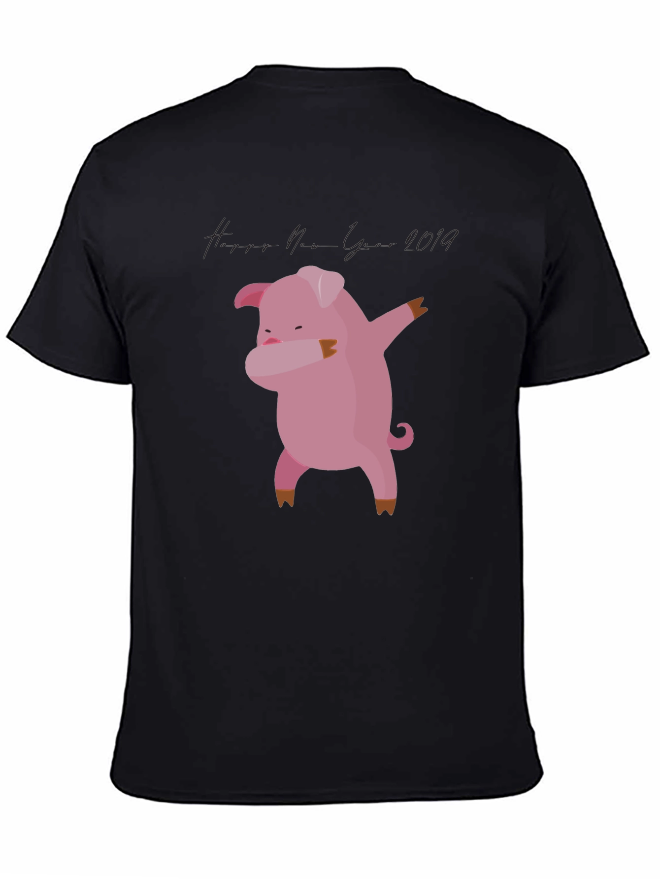 Dabbing Pig New Year 2019 Black T-Shirt