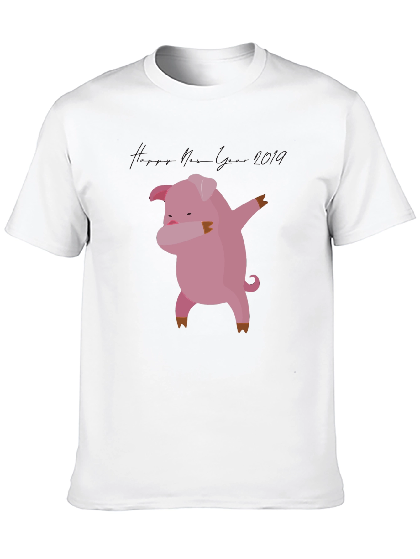 Dabbing Pig New Year 2019 Black T-Shirt