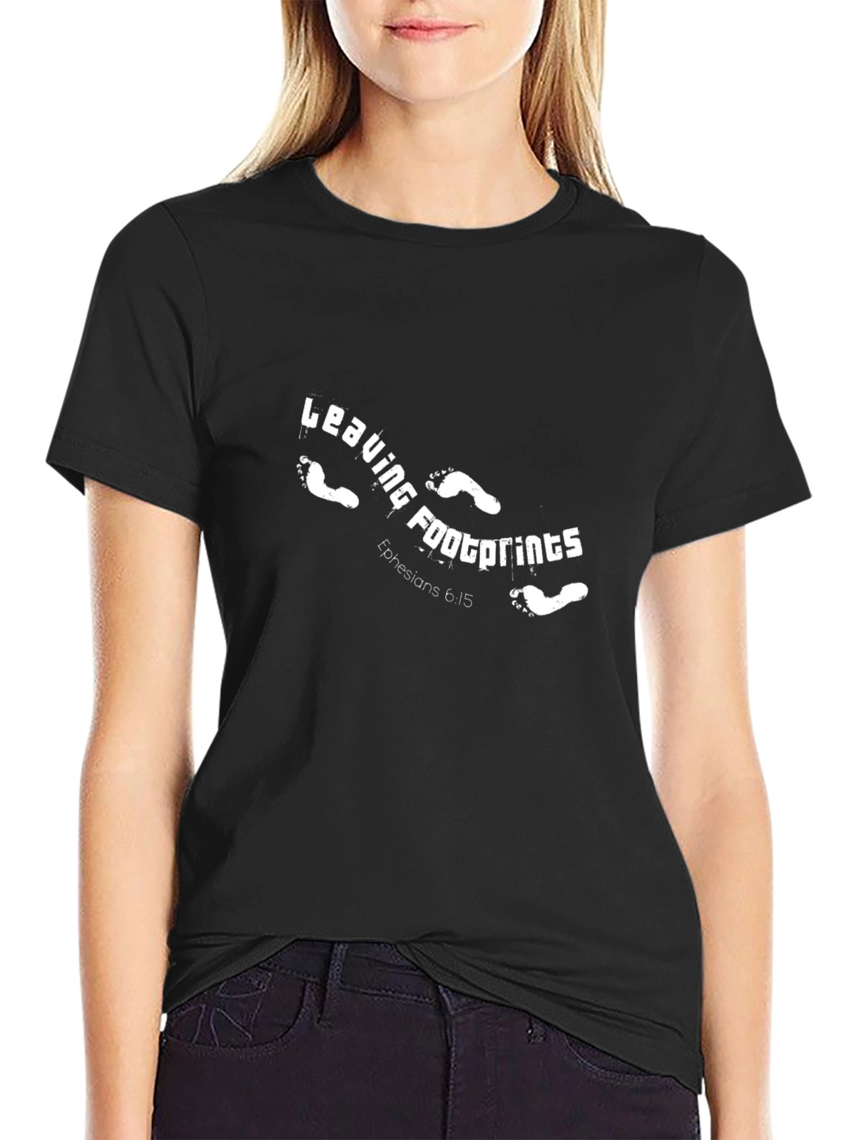 Leaving Footprints Black Graphic T-Shirt