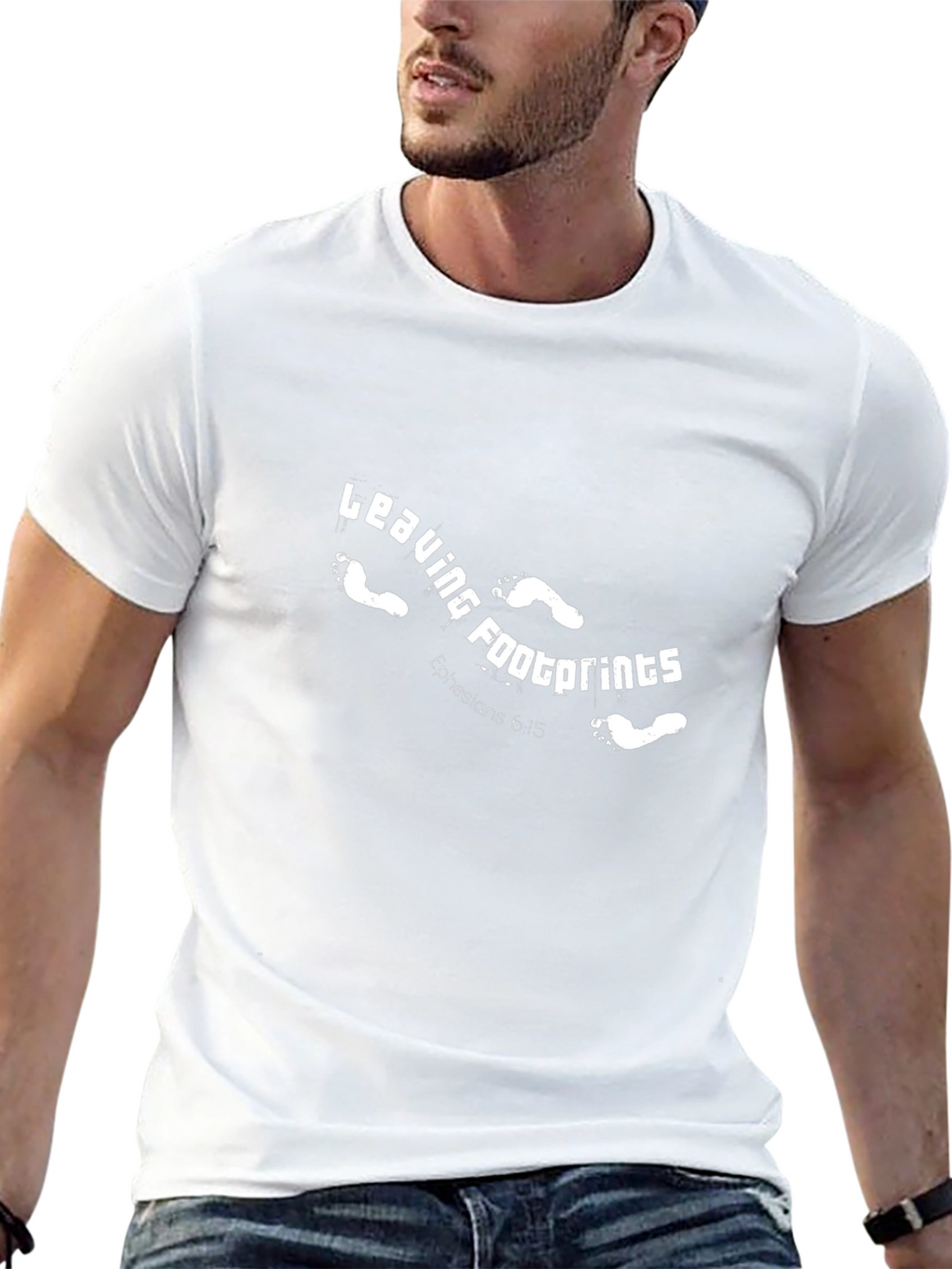 Leaving Footprints Black Graphic T-Shirt