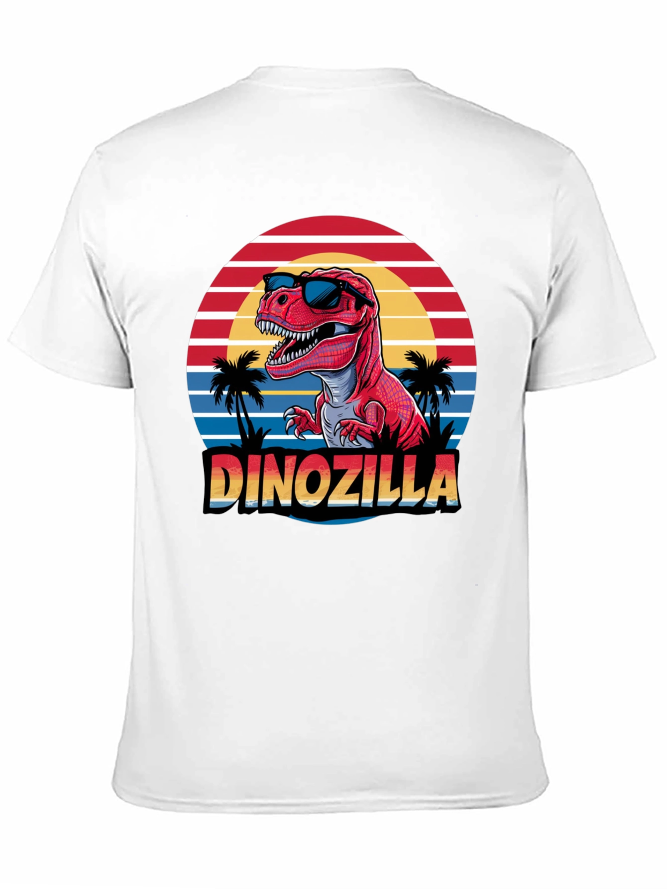 Dinozilla T-Shirt - Red Dinosaur Sunset Design
