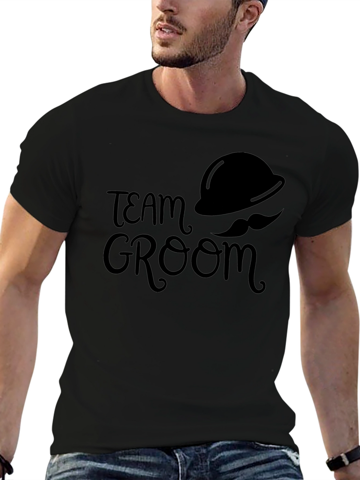 Team Groom Black T-Shirt - Wedding Party Apparel