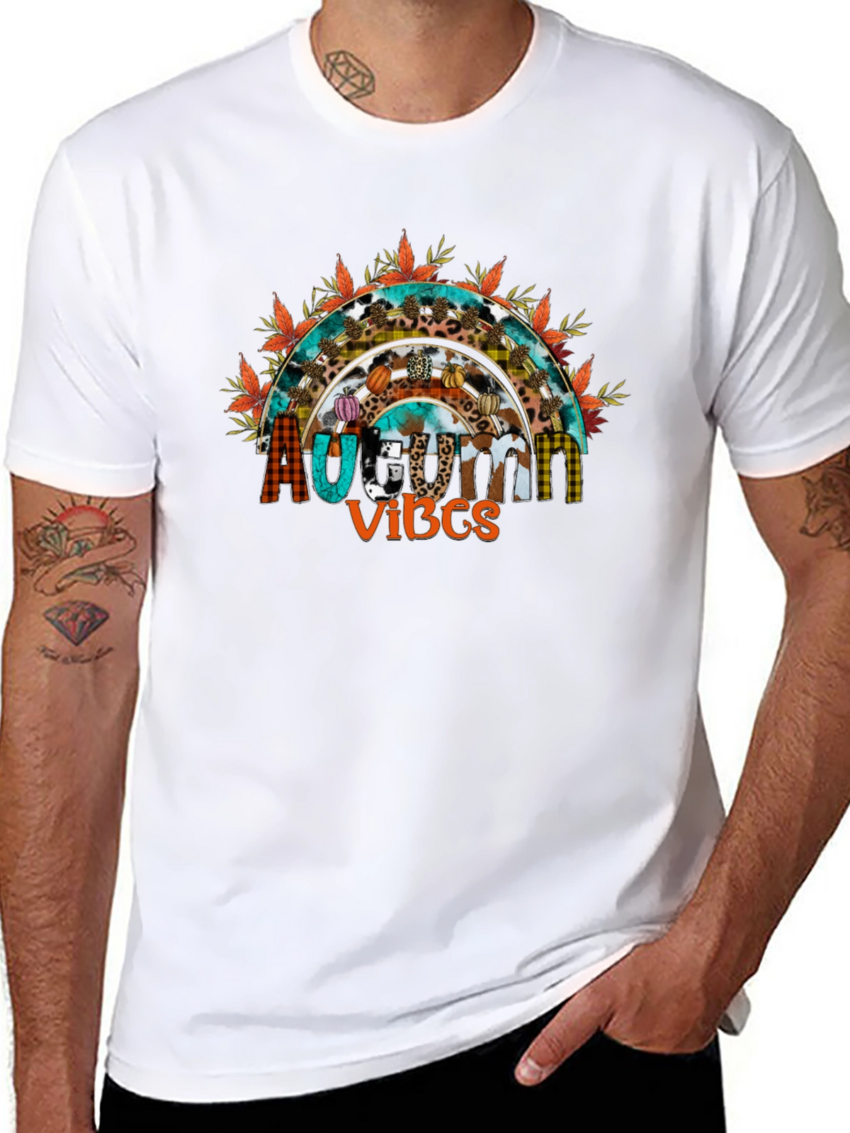 Autumn Vibes T-Shirt - Fall Season Rainbow Graphic Tee